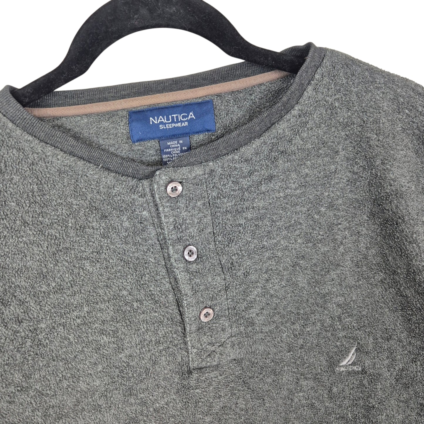 Nautica Sleepwear Dark Grey Quarter Button Fleece Jumper Size XL