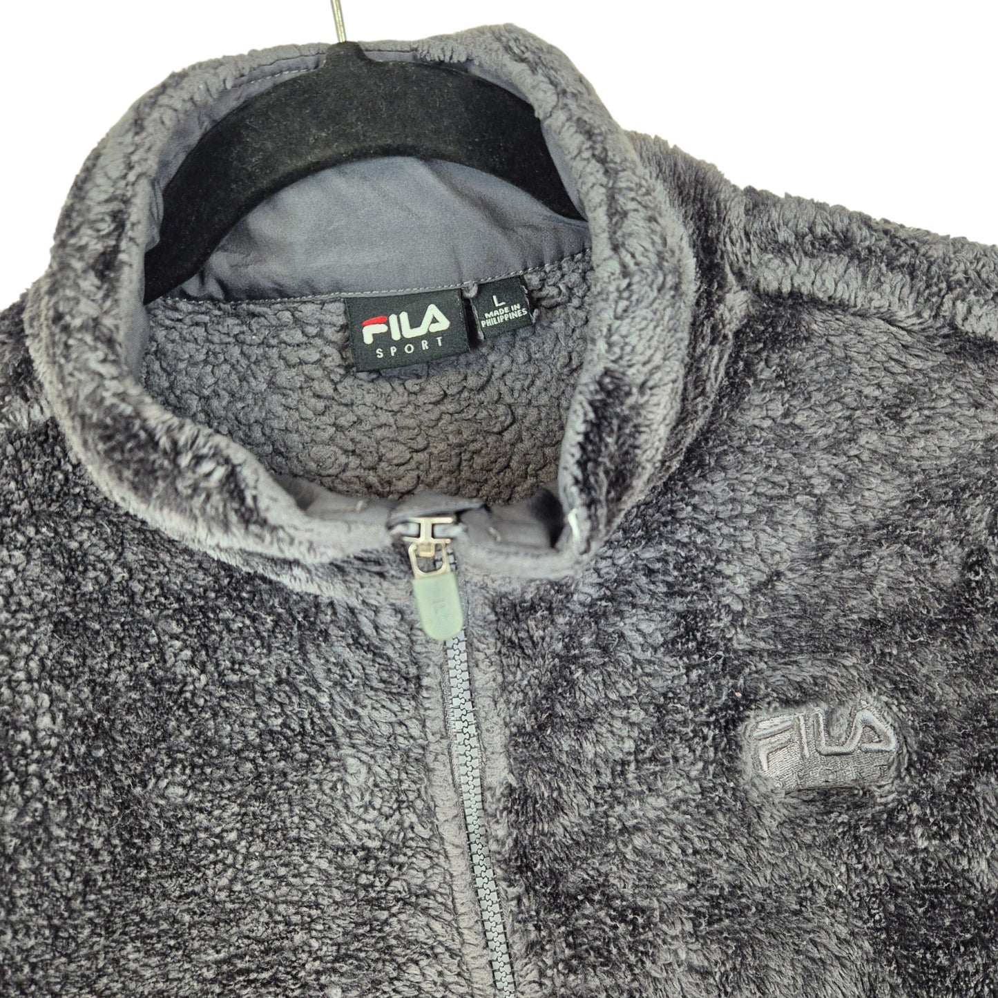 FILA Sport Womens Dark Grey Mink Fleece Zip Jumper Size L