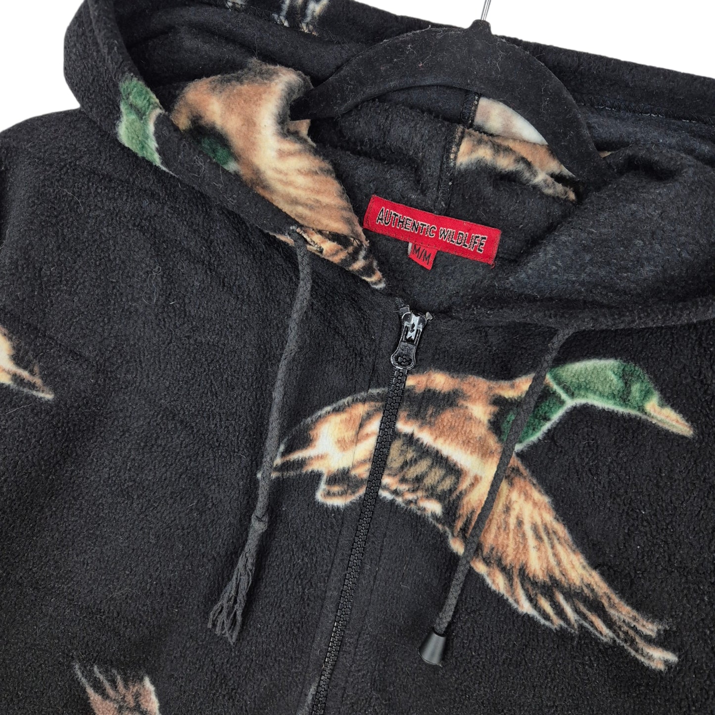 Authentic Wildlife Black Fleece Zip Hoodie Size M