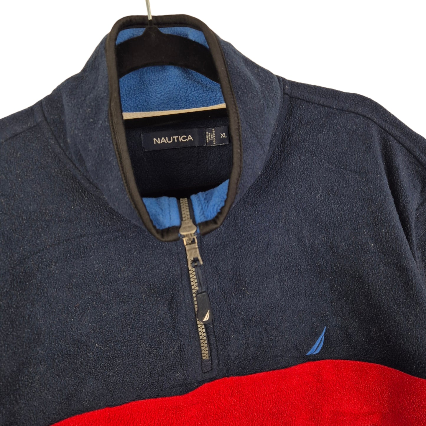 Nautica Dark Blue Quarter Zip Fleece Jumper Size XL