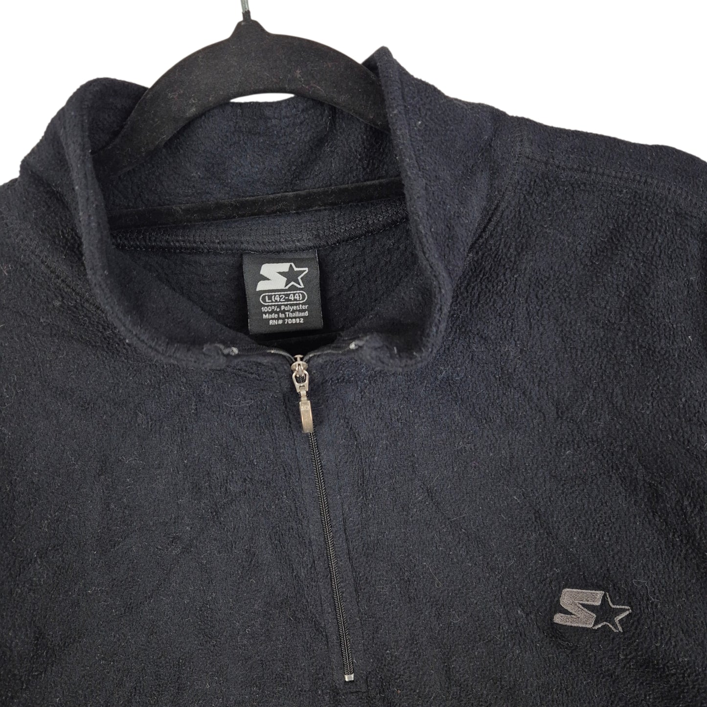 Vintage Starter 2000's Black Quarter Zip Fleece Jumper Size L