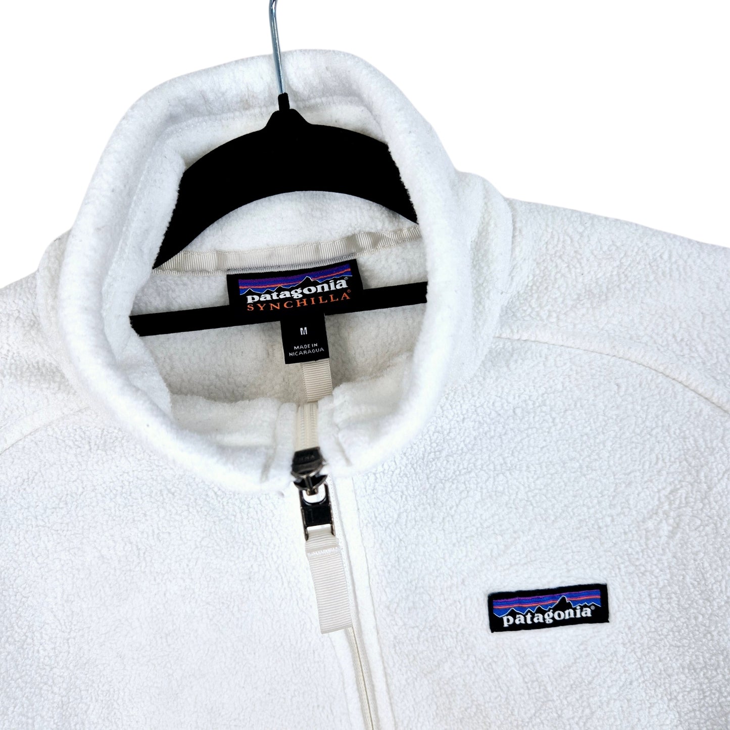 Patagonia Womens White Fleece Zip Jumper Size M