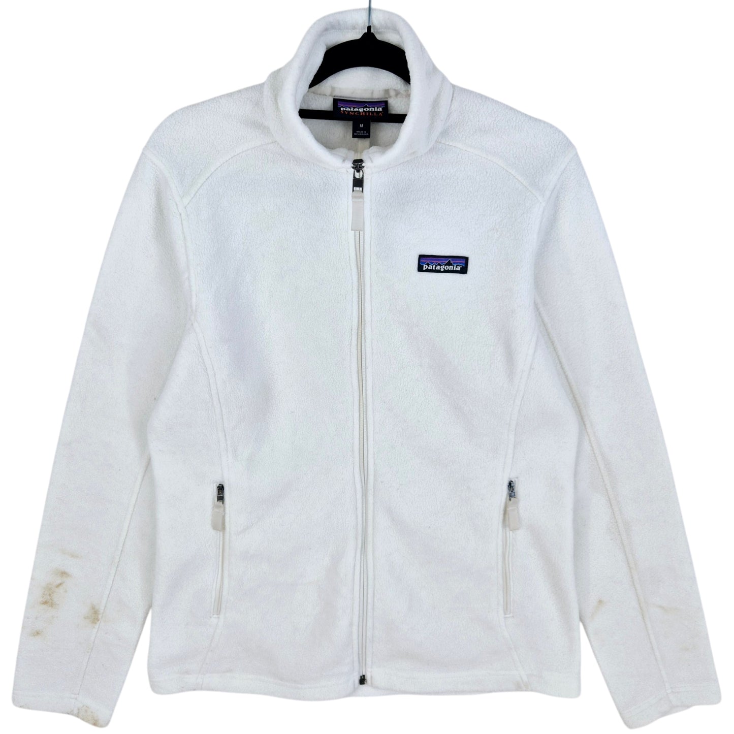 Patagonia Womens White Fleece Zip Jumper Size M