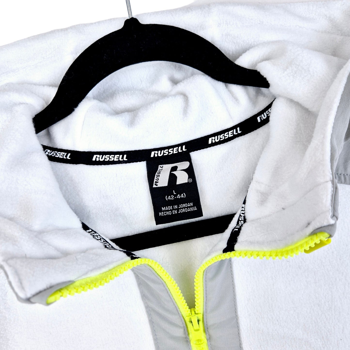 Russell Athletic White Fleece Zip Hoodie Size L