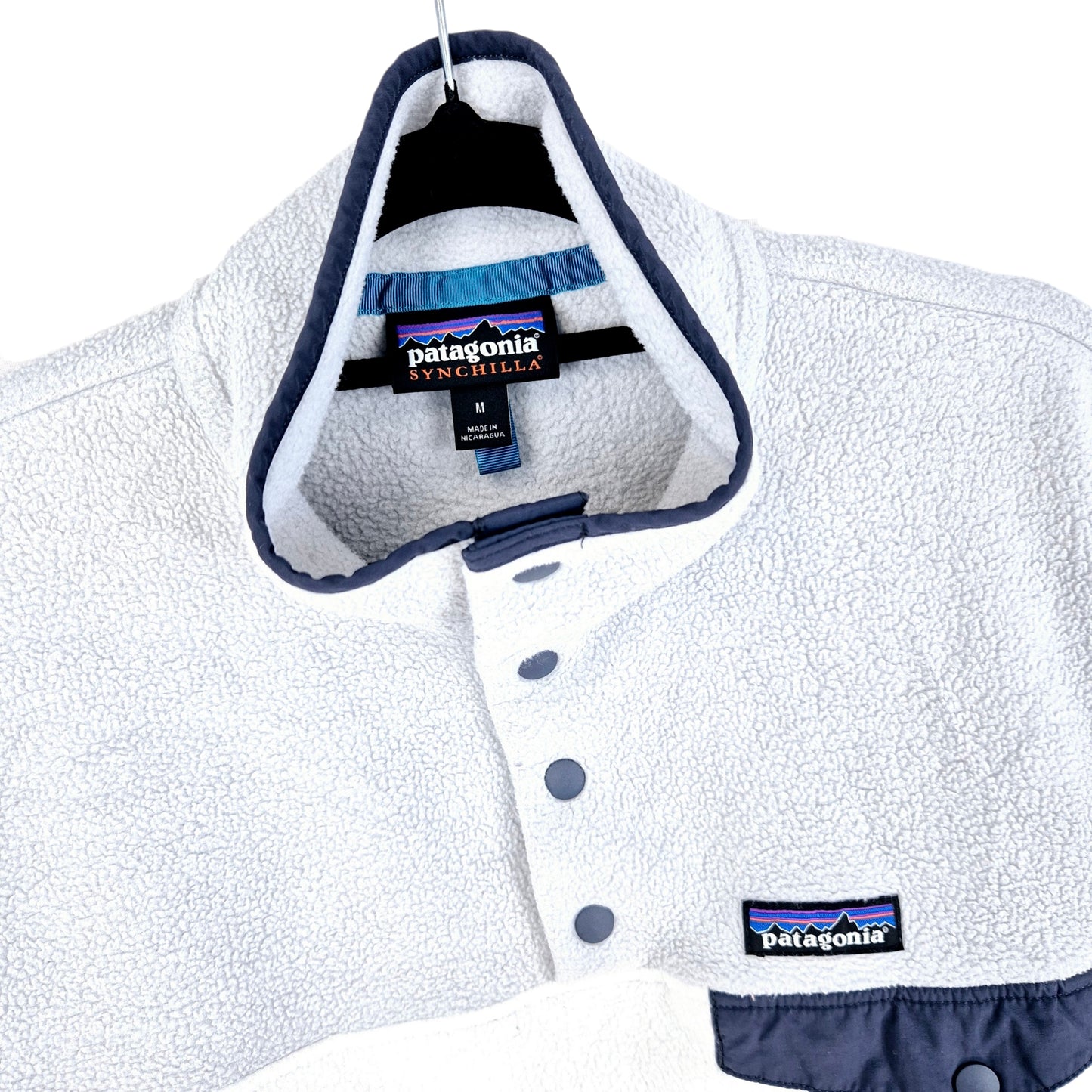 Patagonia Grey & White Quarter Button Jacket Size M
