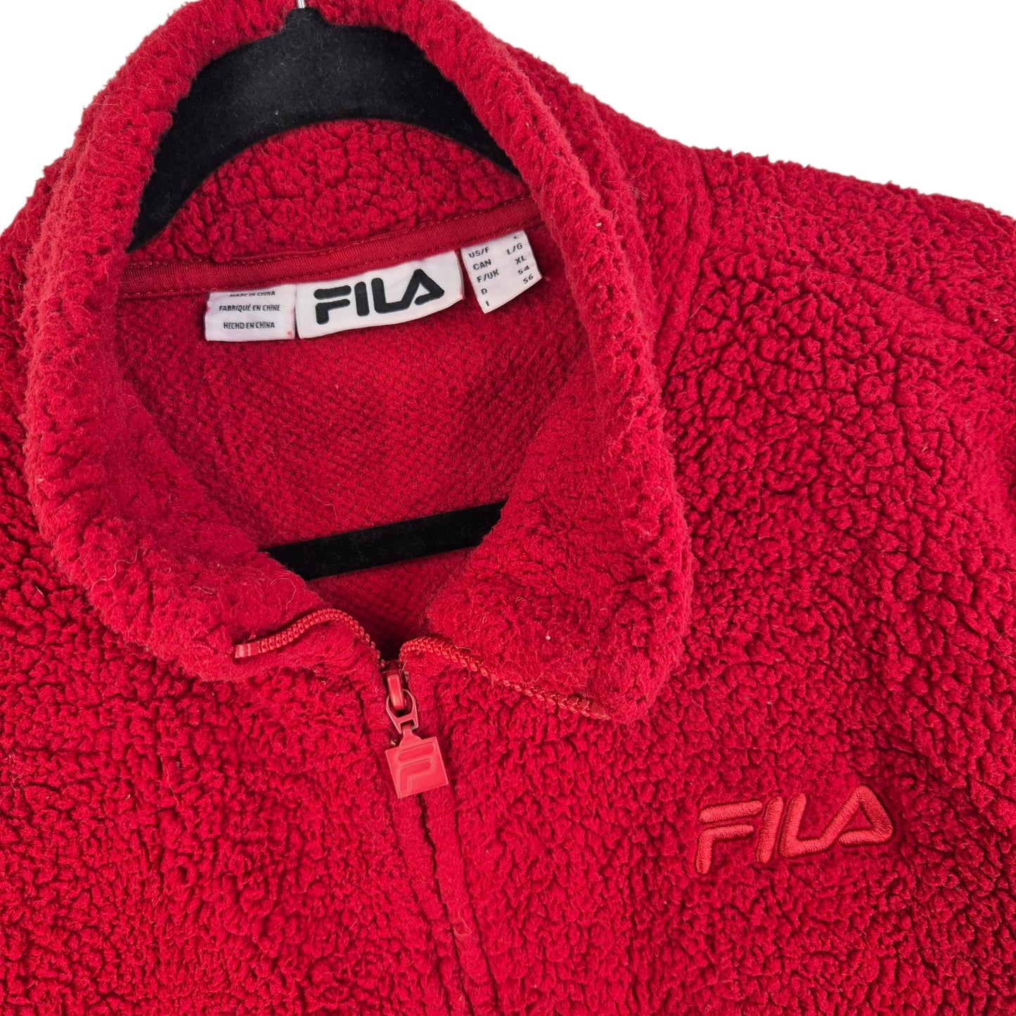 FILA Red Fleece Zip Jumper Size L