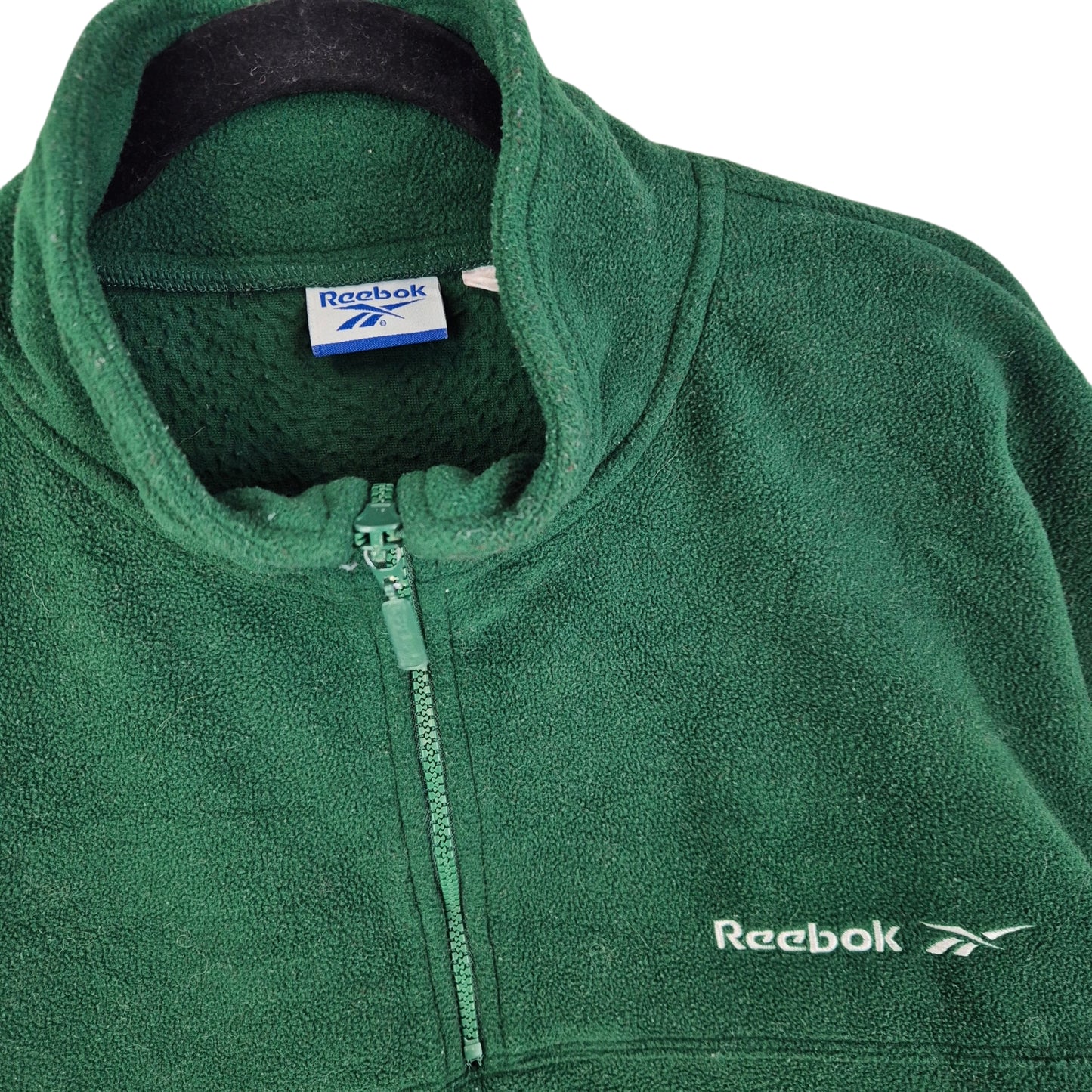 Vintage Reebok 2000's Green Quarter Zip Fleece Jumper Size L