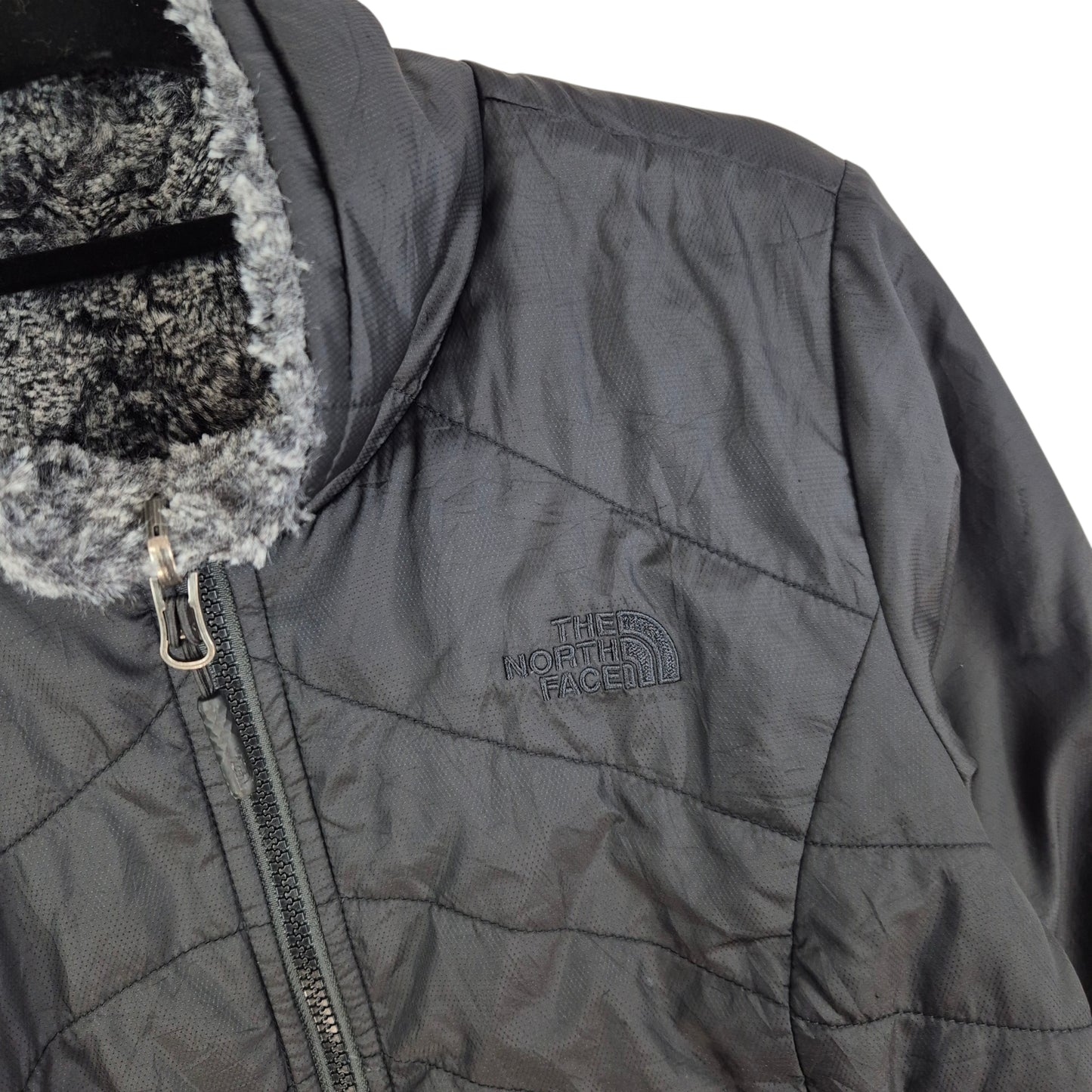 The North Face Womens Black & Grey Reversible Fleece Jacket Size S