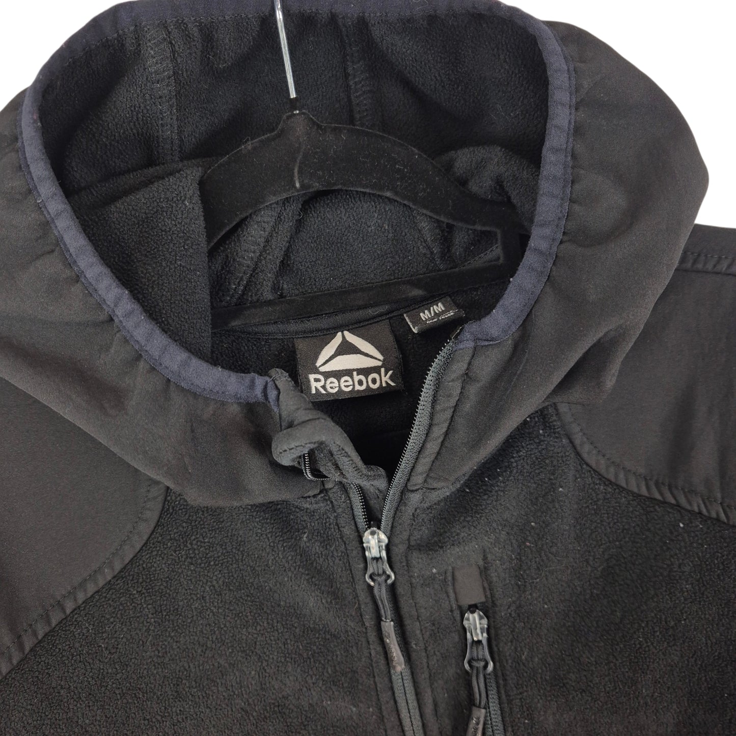 Reebok Black Hooded Fleece Zip Jumper Size M