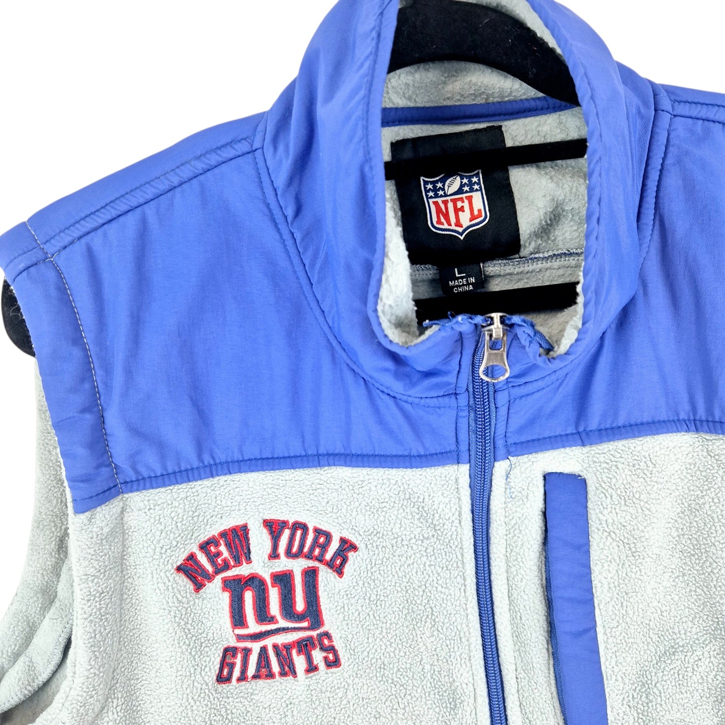 NFL New York Giants Grey & Blue Fleece Vest Size L