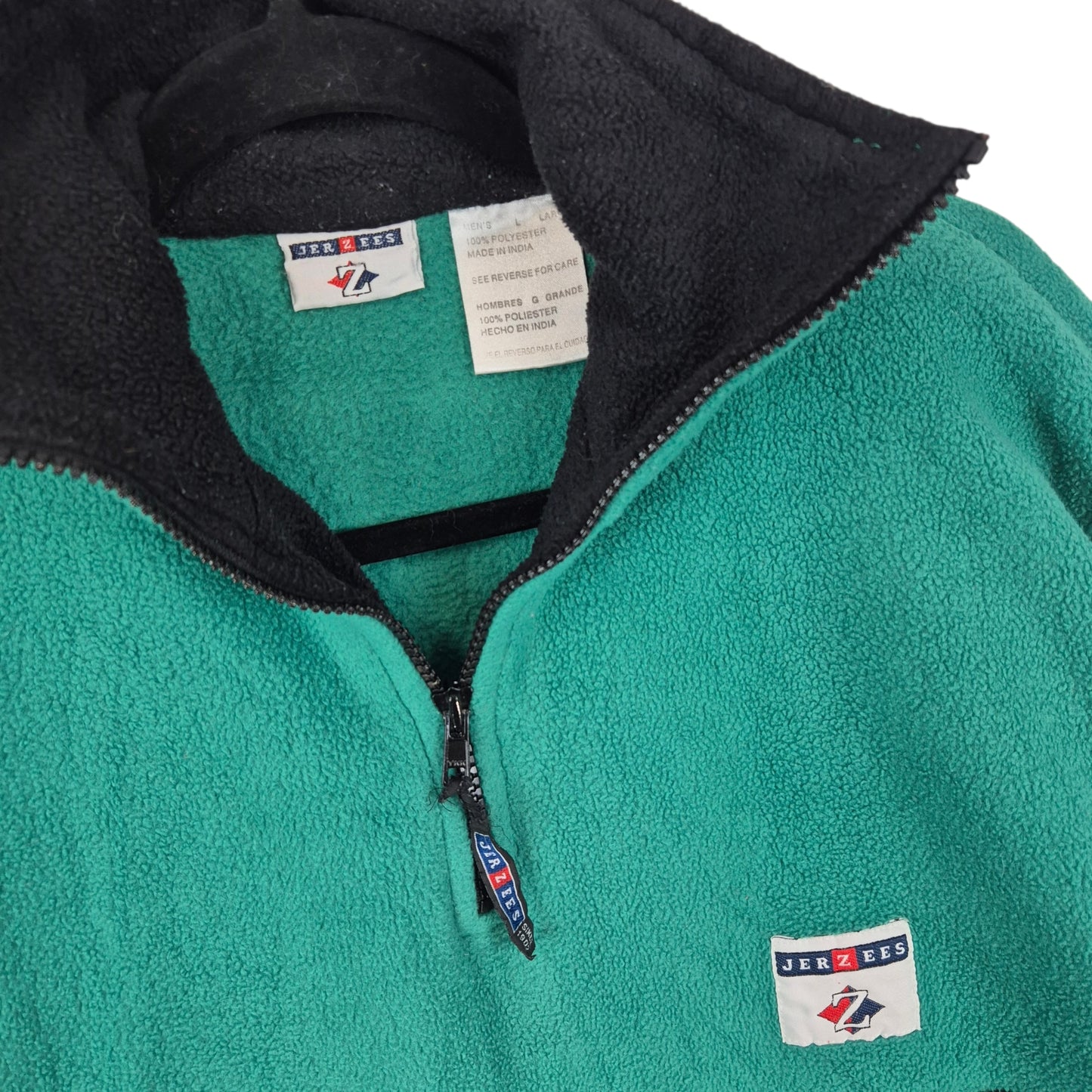Vintage Jerzees 90's Green Quarter Zip Fleece Jumper Size L