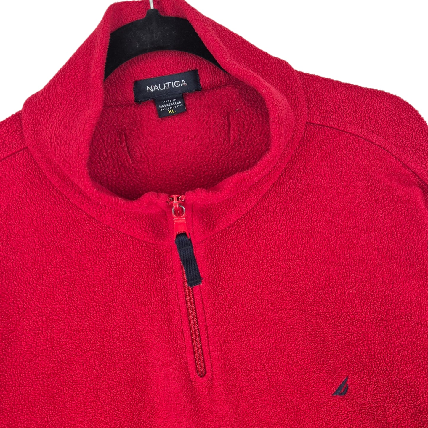 Vintage Nautica Red Quarter Zip Fleece Jumper Size XL