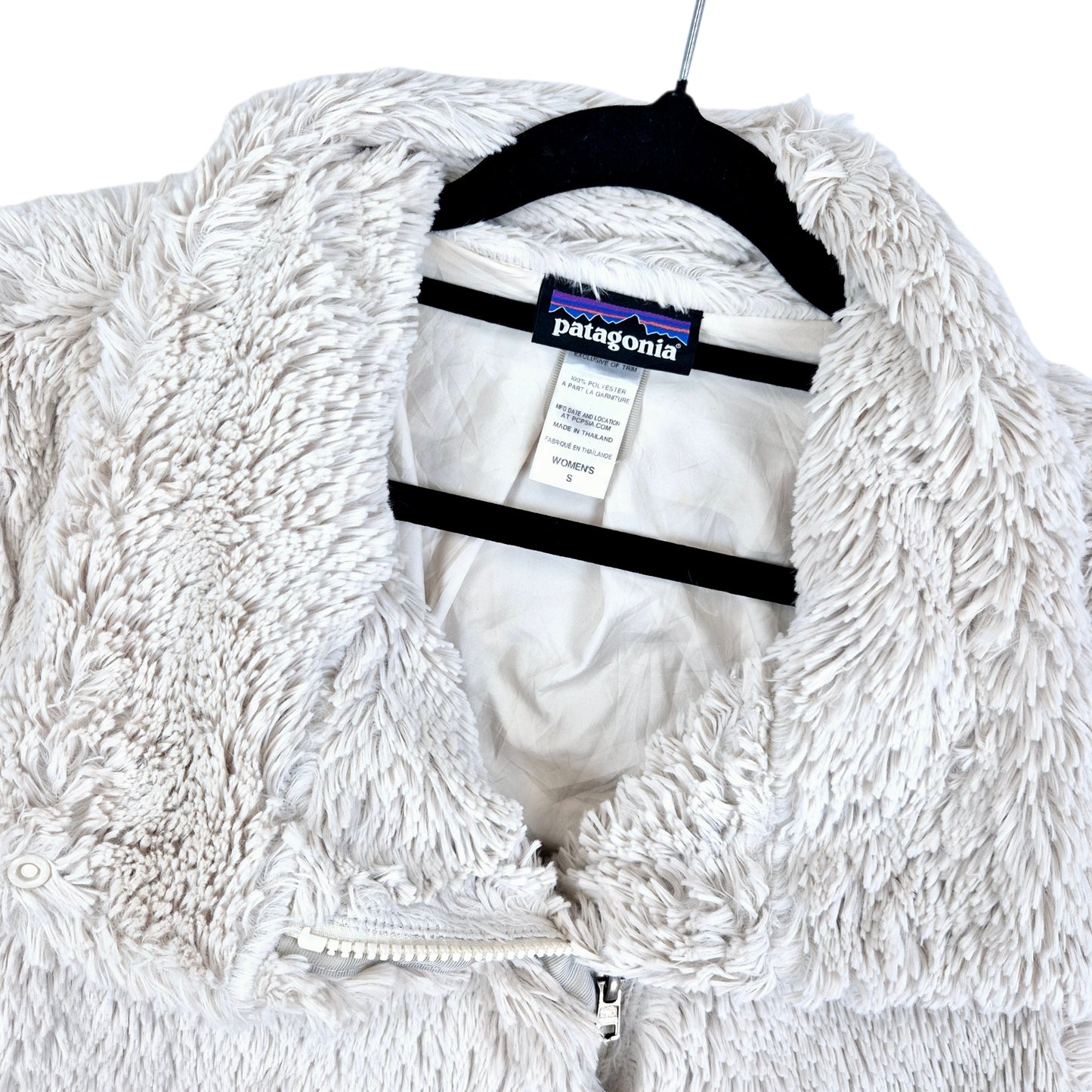 Patagonia Womens Cream White Mink Fleece Zip Jumper Size S
