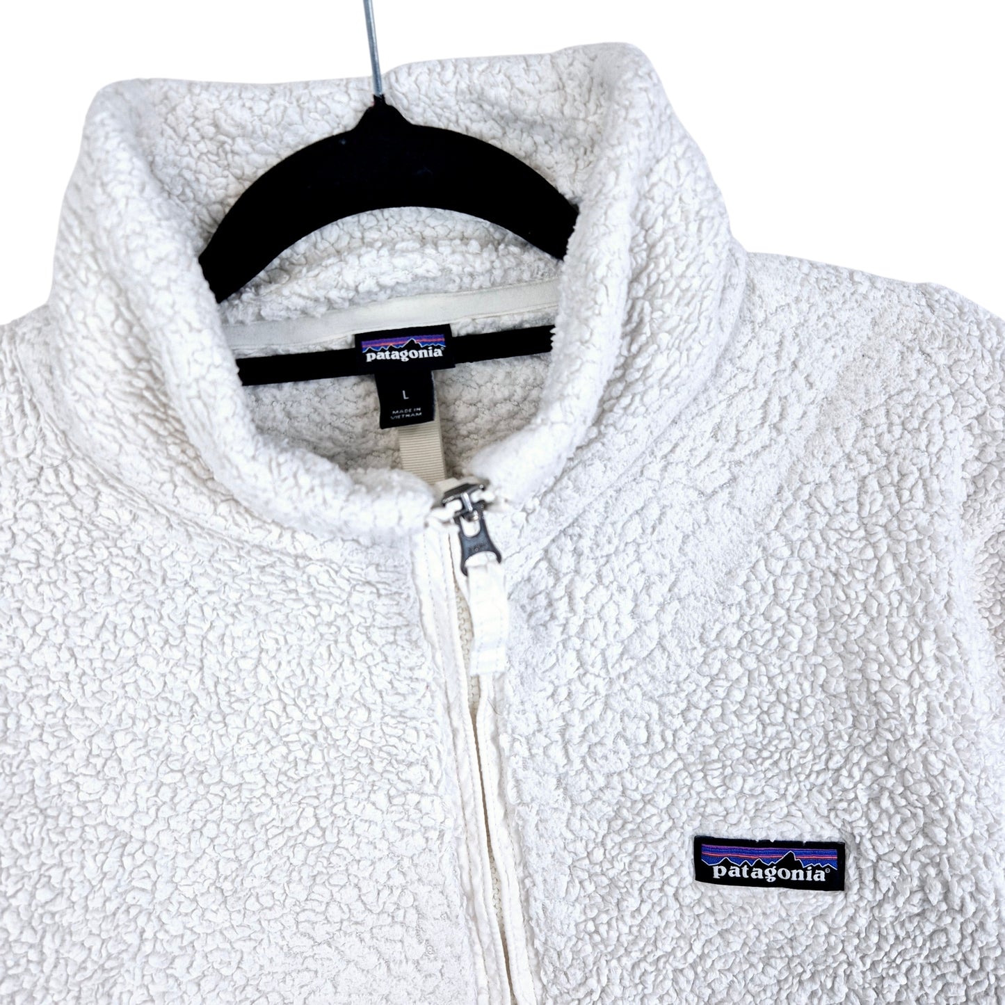 Patagonia Womens White Quarter Zip Sherpa Fleece Jumper Size L