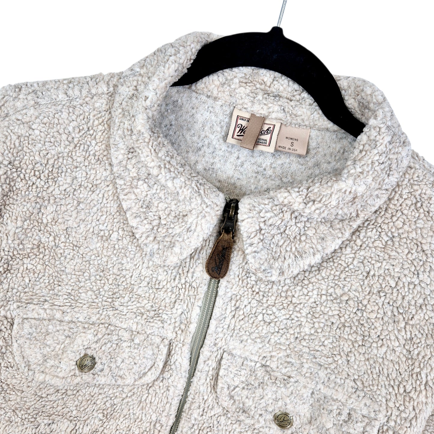 Vintage Woolrich 90's Womens Light Brown USA Made Fleece Jumper Size S