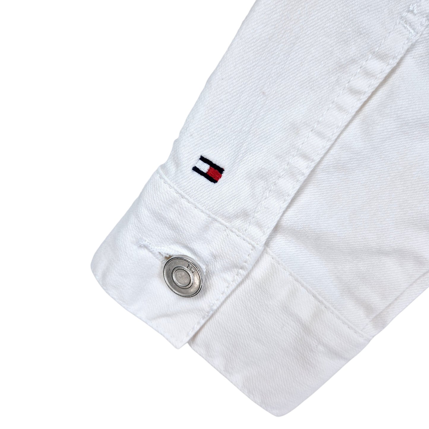 Tommy Hilfiger Womens White Stretch Denim Jacket Size S