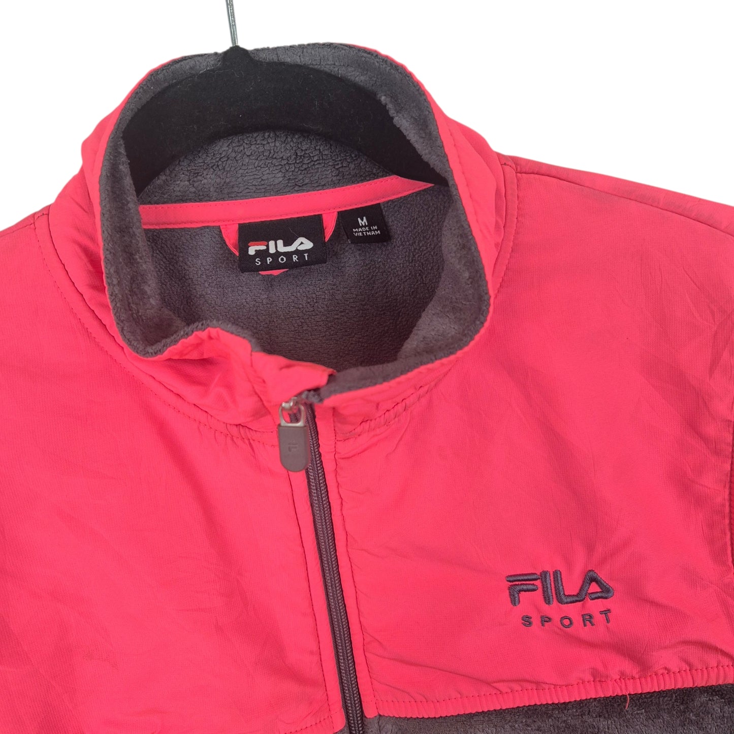 FILA Sport Womens Grey & Pink Mink Fleece Zip Jumper Size M