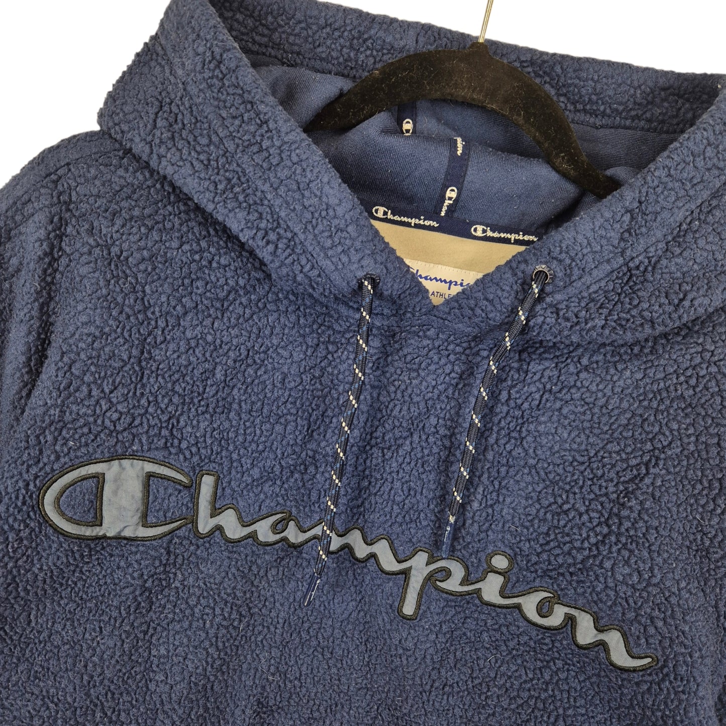 Champion Dark Blue Embroidered Fleece Hoodie Size L