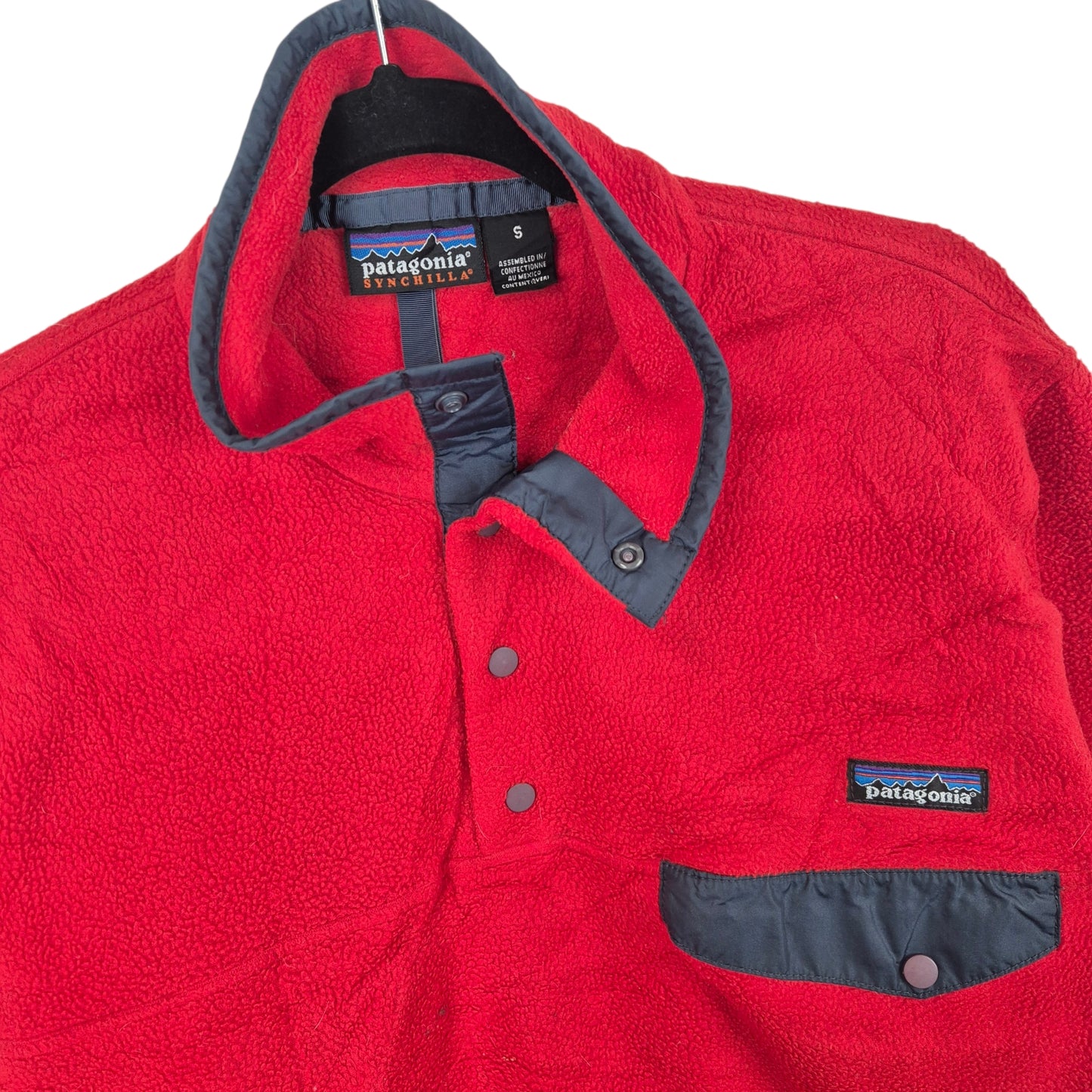 Vintage Patagonia 90's Red Quarter Button Fleece Jumper Size S