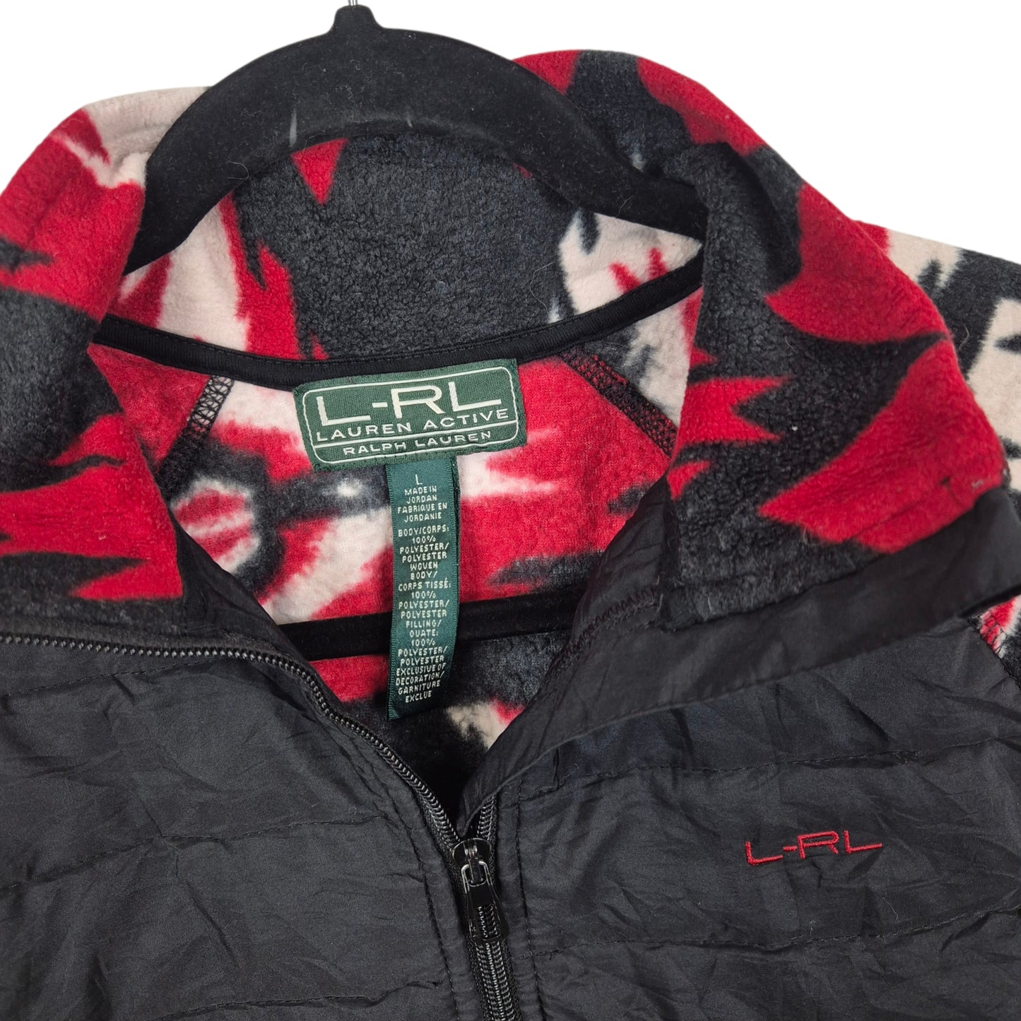 Ralph Lauren Green Label Womens Black & Red Fleece Zip Jumper Size L