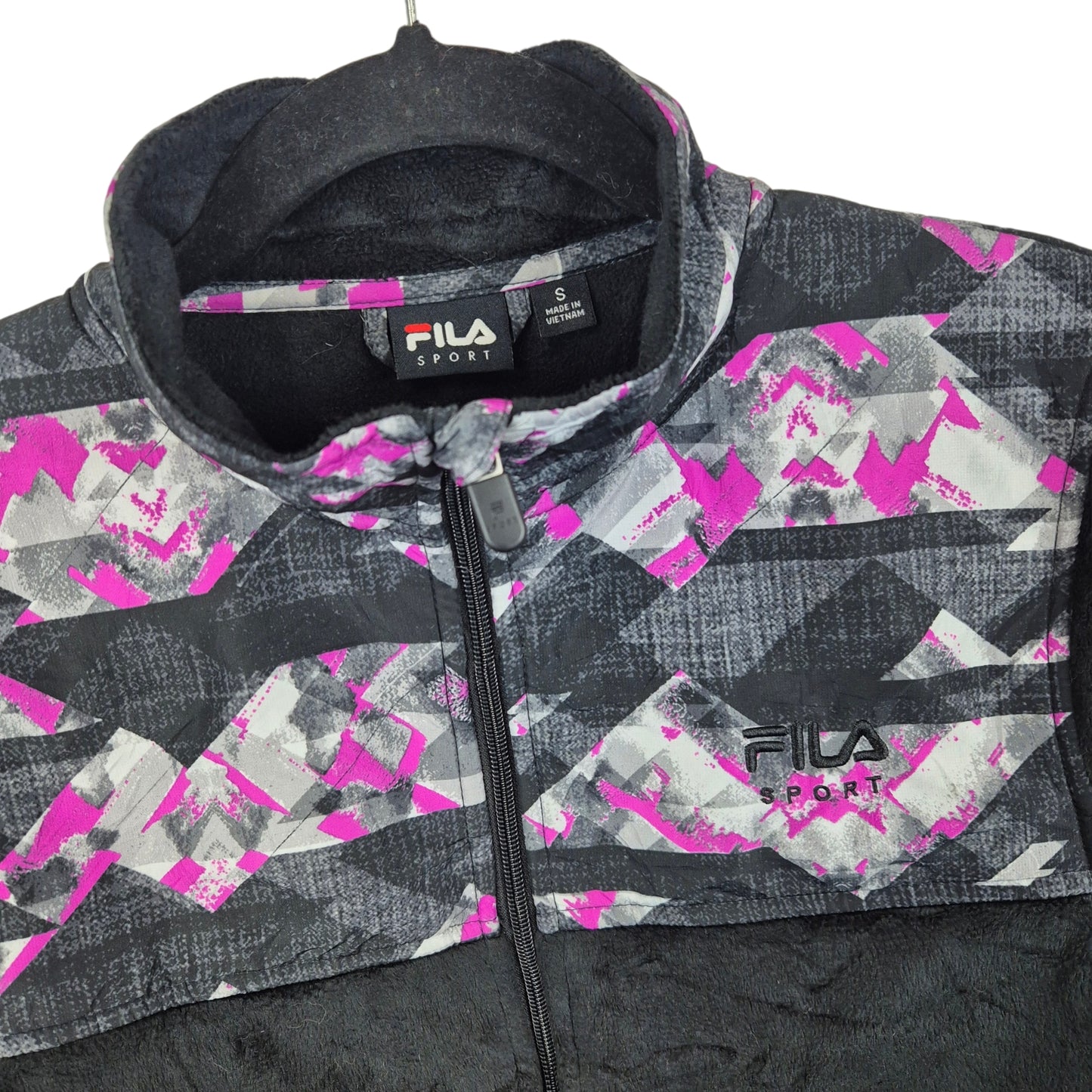 FILA Sport Womens Black Mink Fleece Zip Jumper Size S