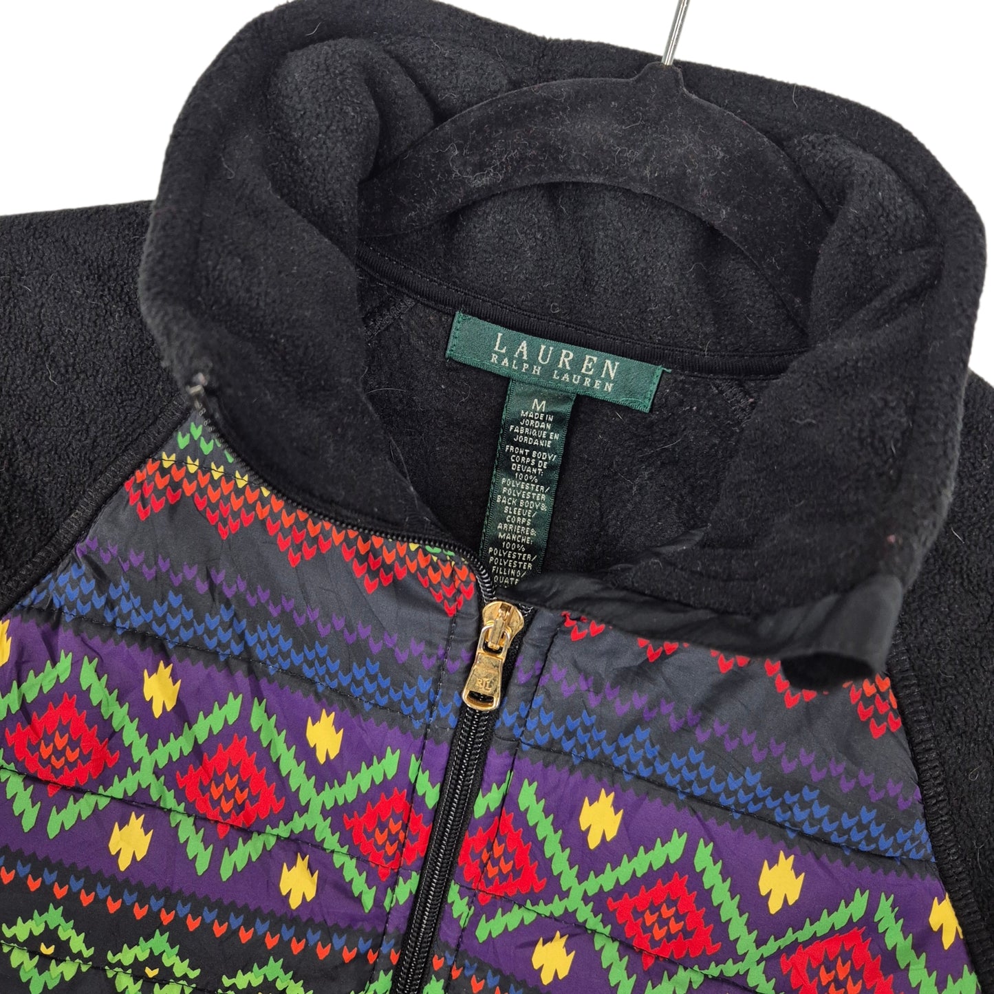Vintage Ralph Lauren Green Label Womens Black Fleece Zip Jumper Size M