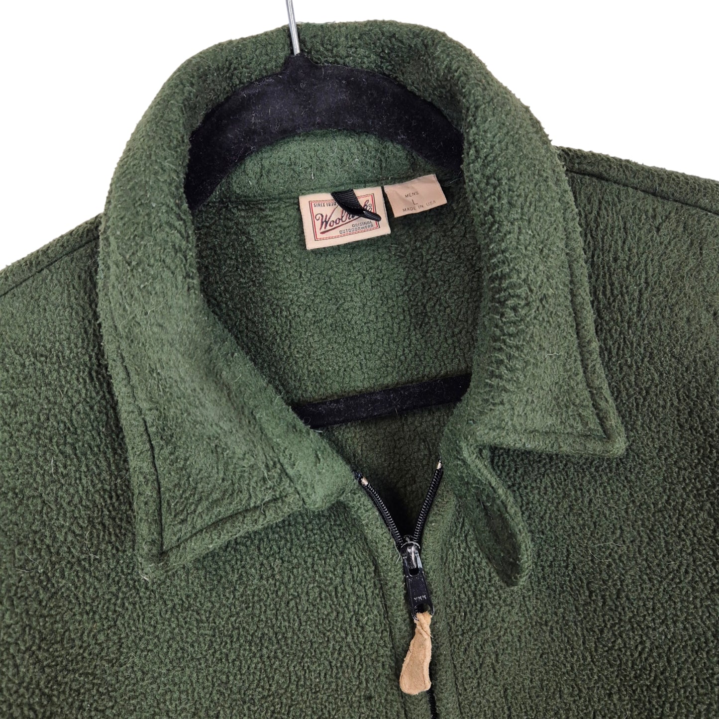 Vintage Woolrich 90's Green USA Made Fleece Zip Jacket Size L