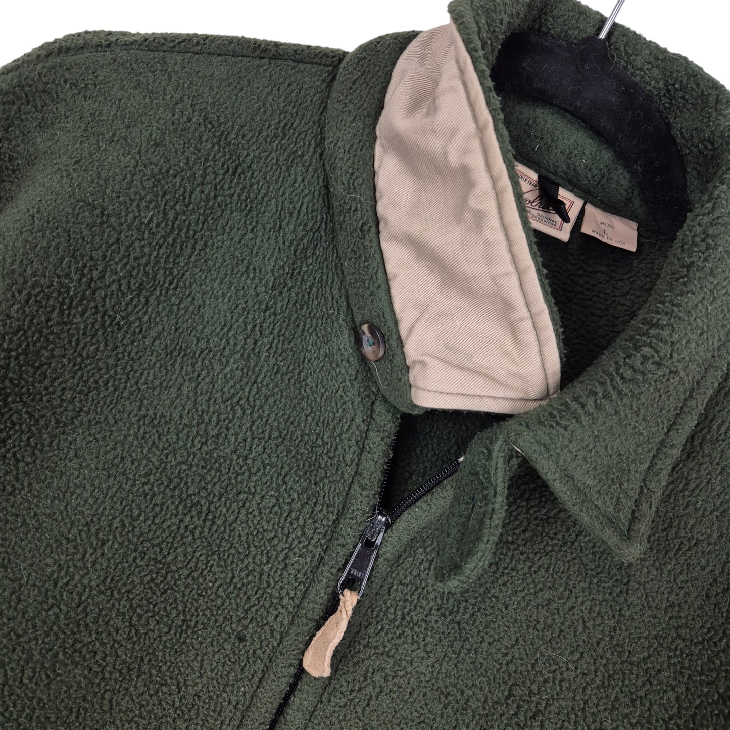Vintage Woolrich 90's Green USA Made Fleece Zip Jacket Size L
