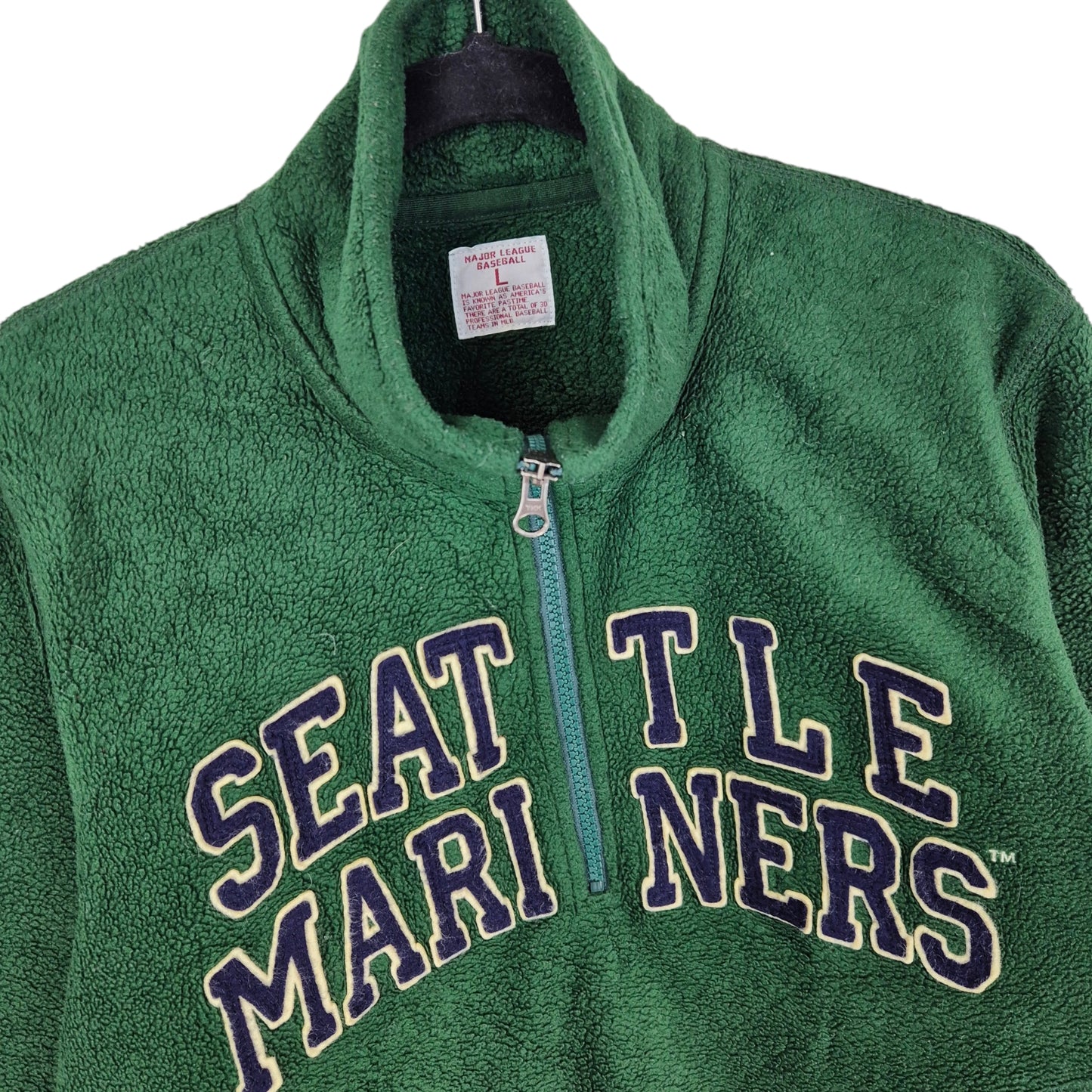 Uniqlo Seattle Mariners Green Quarter Zip Embroidered Fleece Jumper Size L