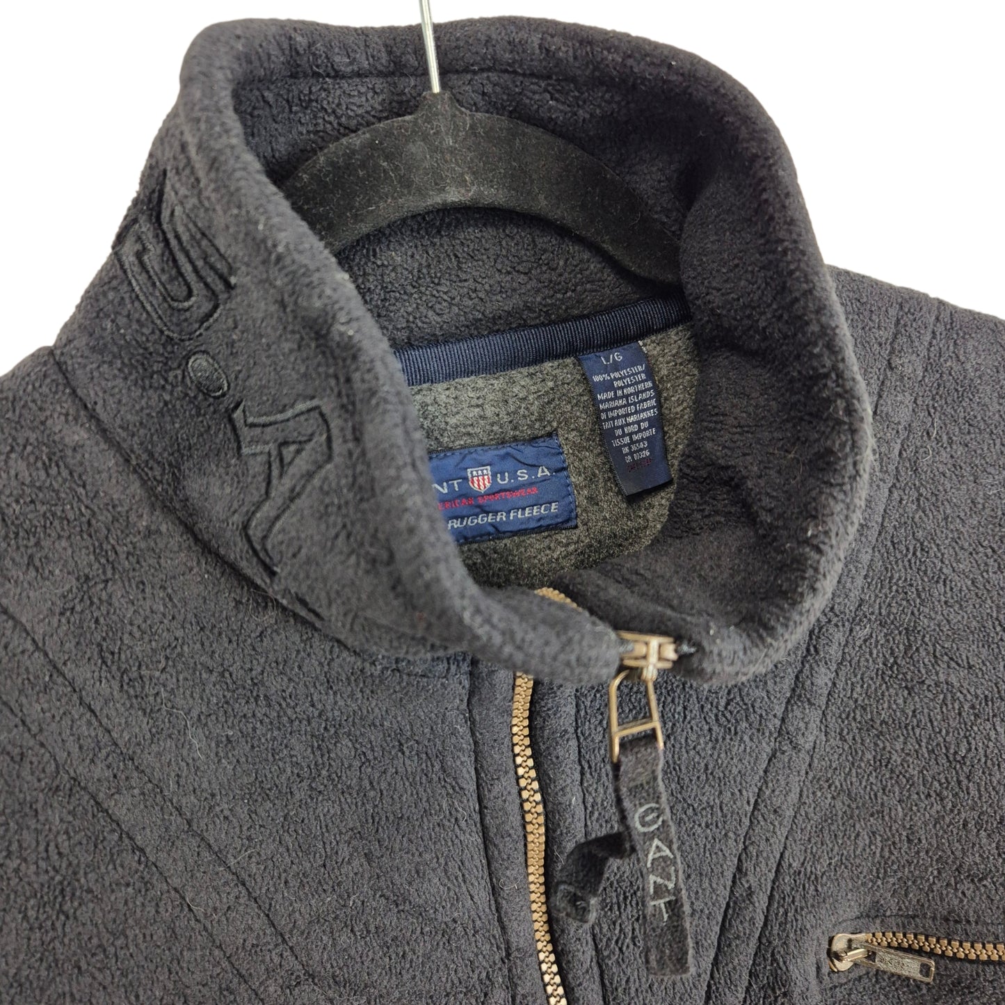 Vintage GANT USA Black Quarter Zip Fleece Jumper Size L