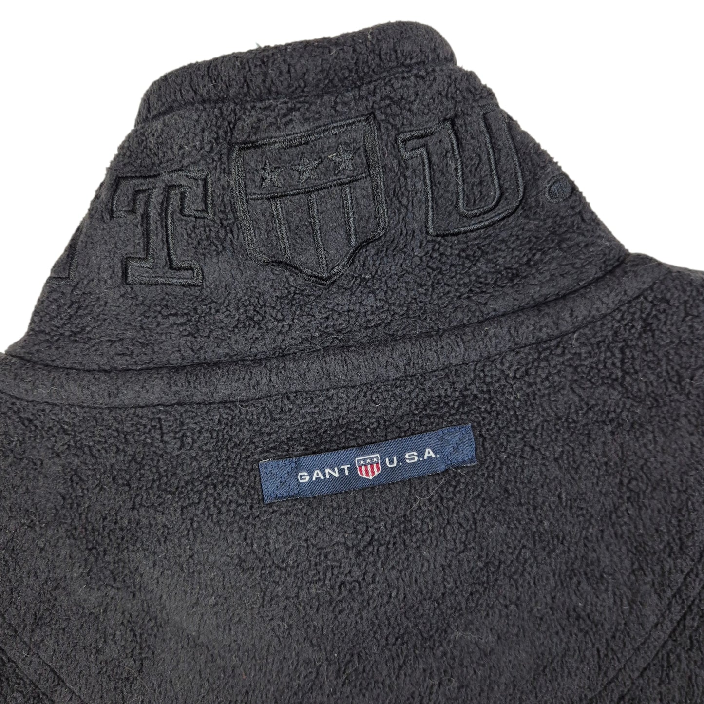 Vintage GANT USA Black Quarter Zip Fleece Jumper Size L