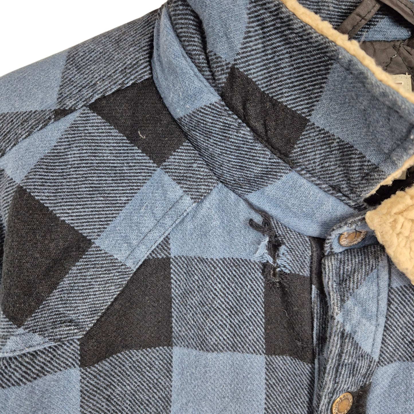 Dickies Black & Blue Checkered Quilted Button Jacket Size XL