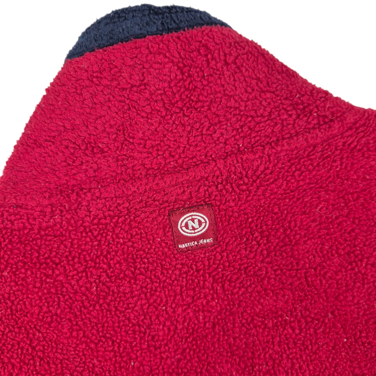 Vintage Nautica Jeans 90's Red Quarter Zip Fleece Jumper Size M