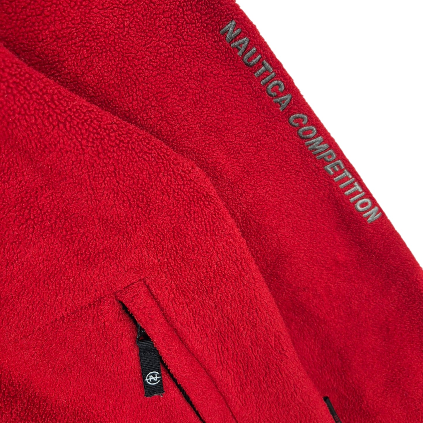 Vintage Nautica Competition 90's Red USA Made Fleece Zip Jumper Size M