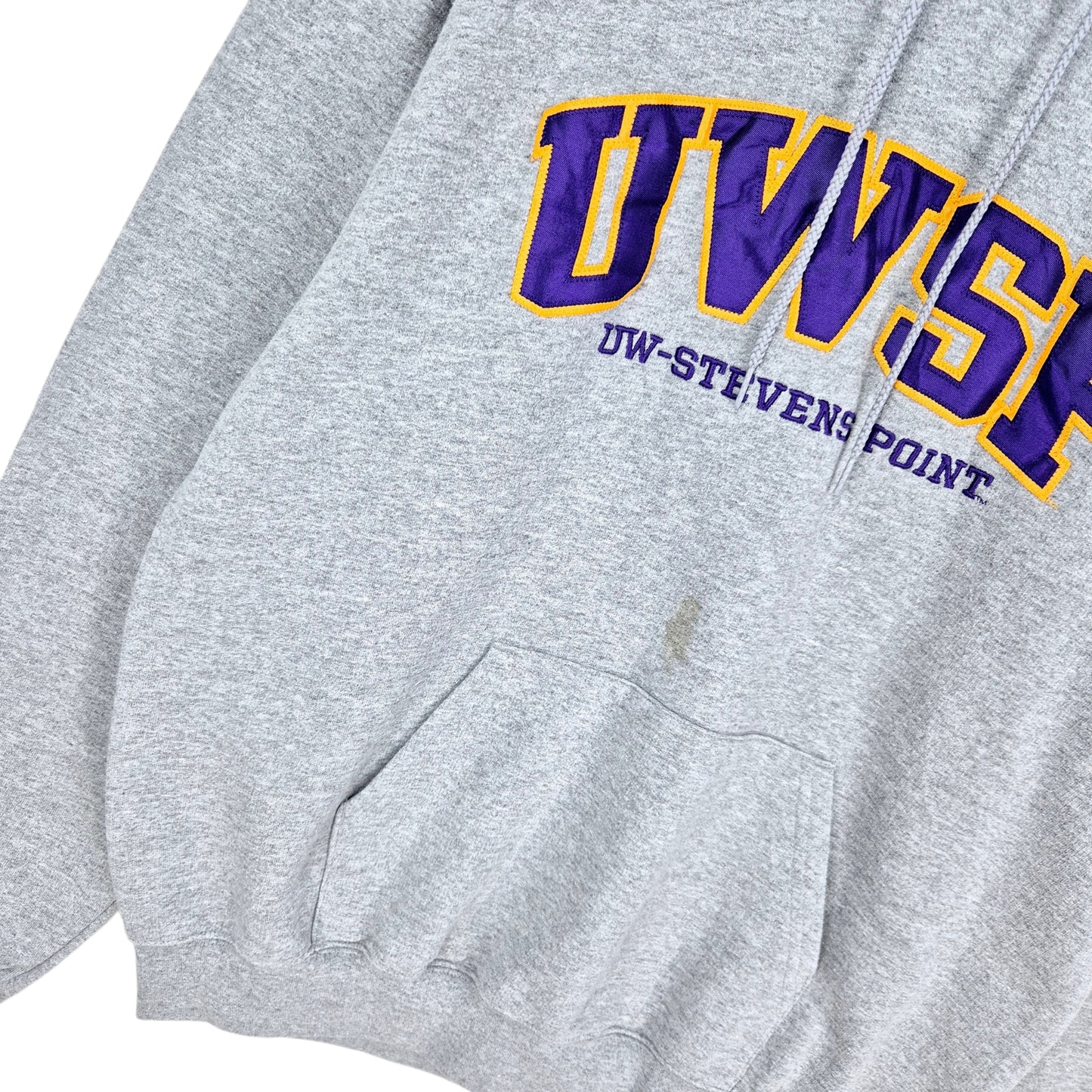 Champion UW Stevens Point Light Grey Embroidered Hoodie Size L