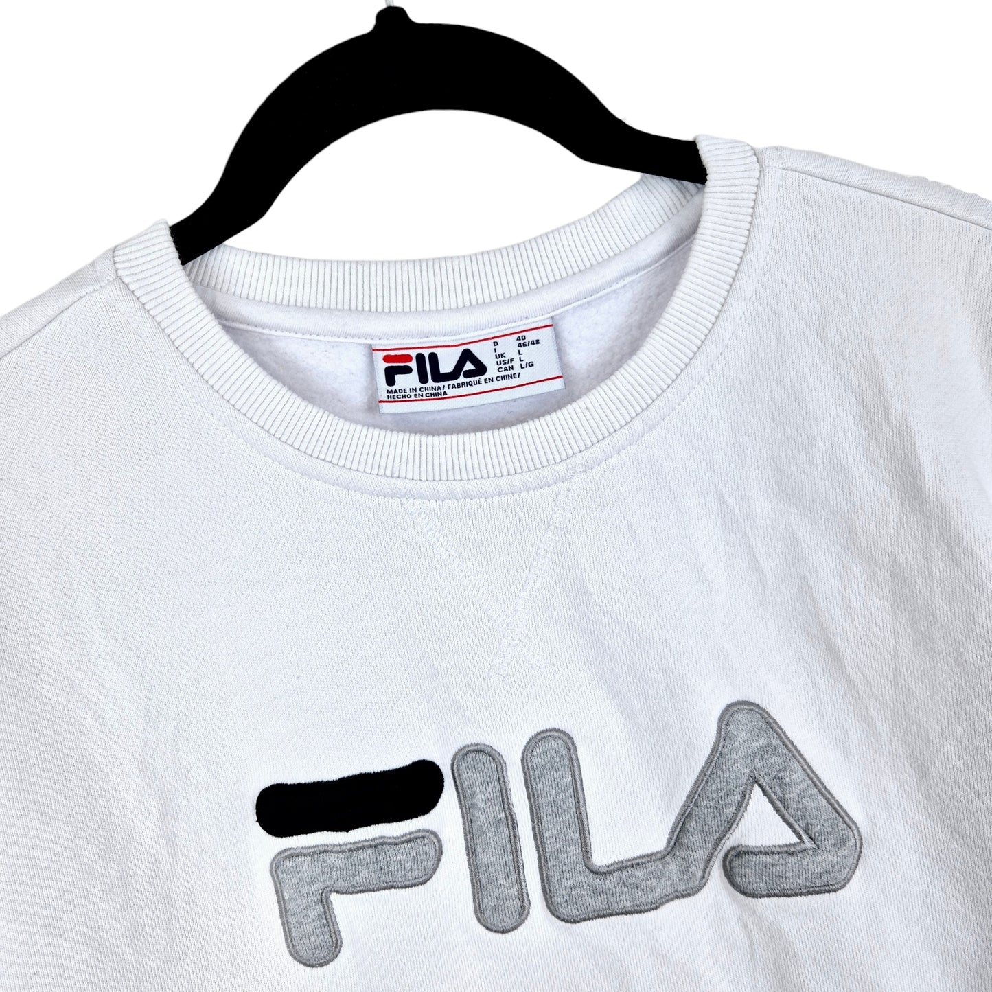 FILA White Embroidered Crewneck Sweater Size L