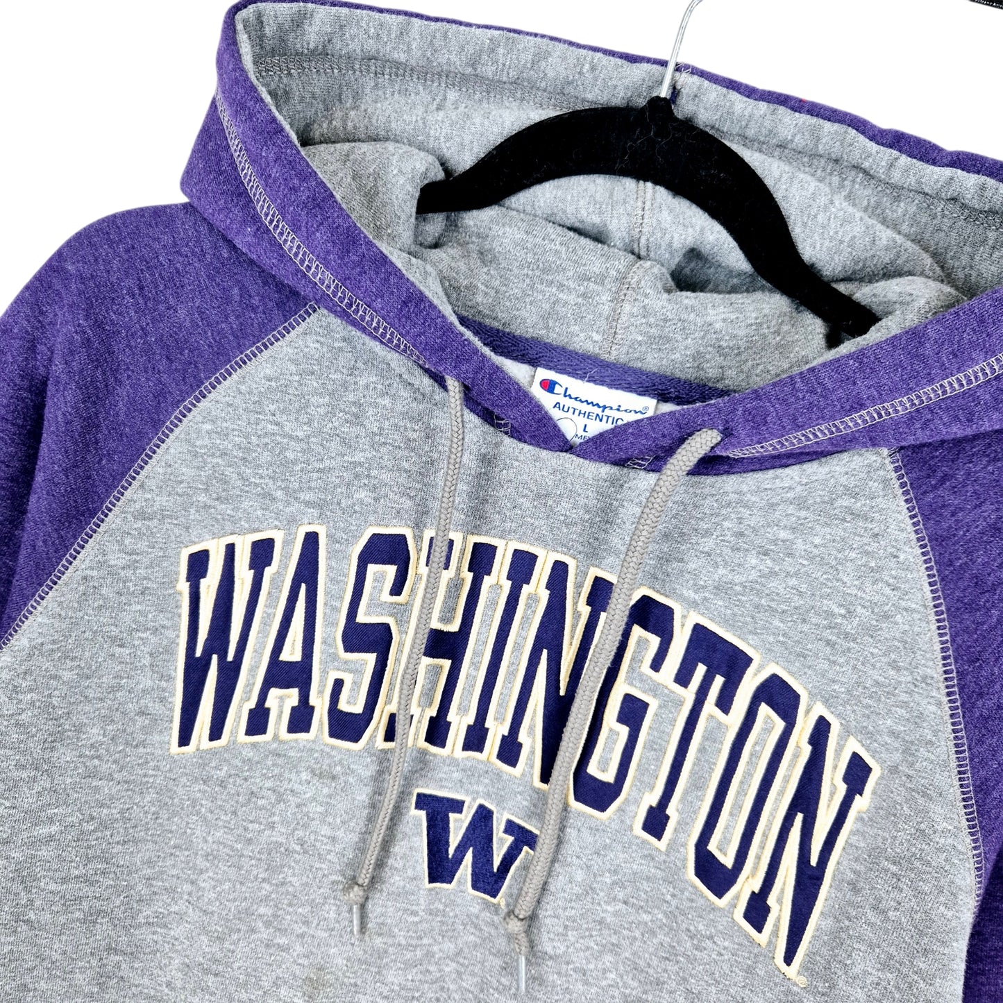 Champion Washington Huskies Grey & Purple Embroidered Hoodie Size L