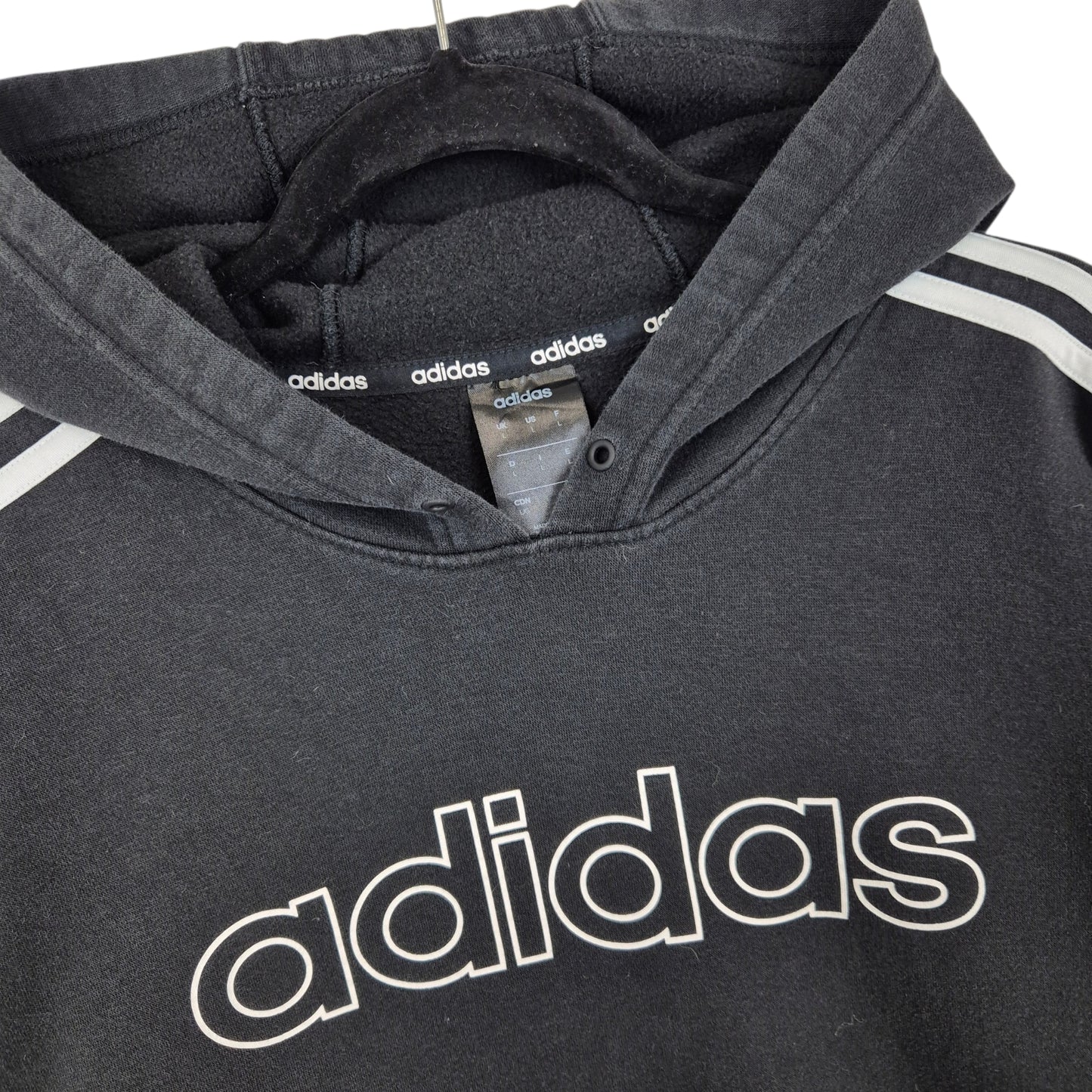 Adidas Black Chest Script Hoodie Size L