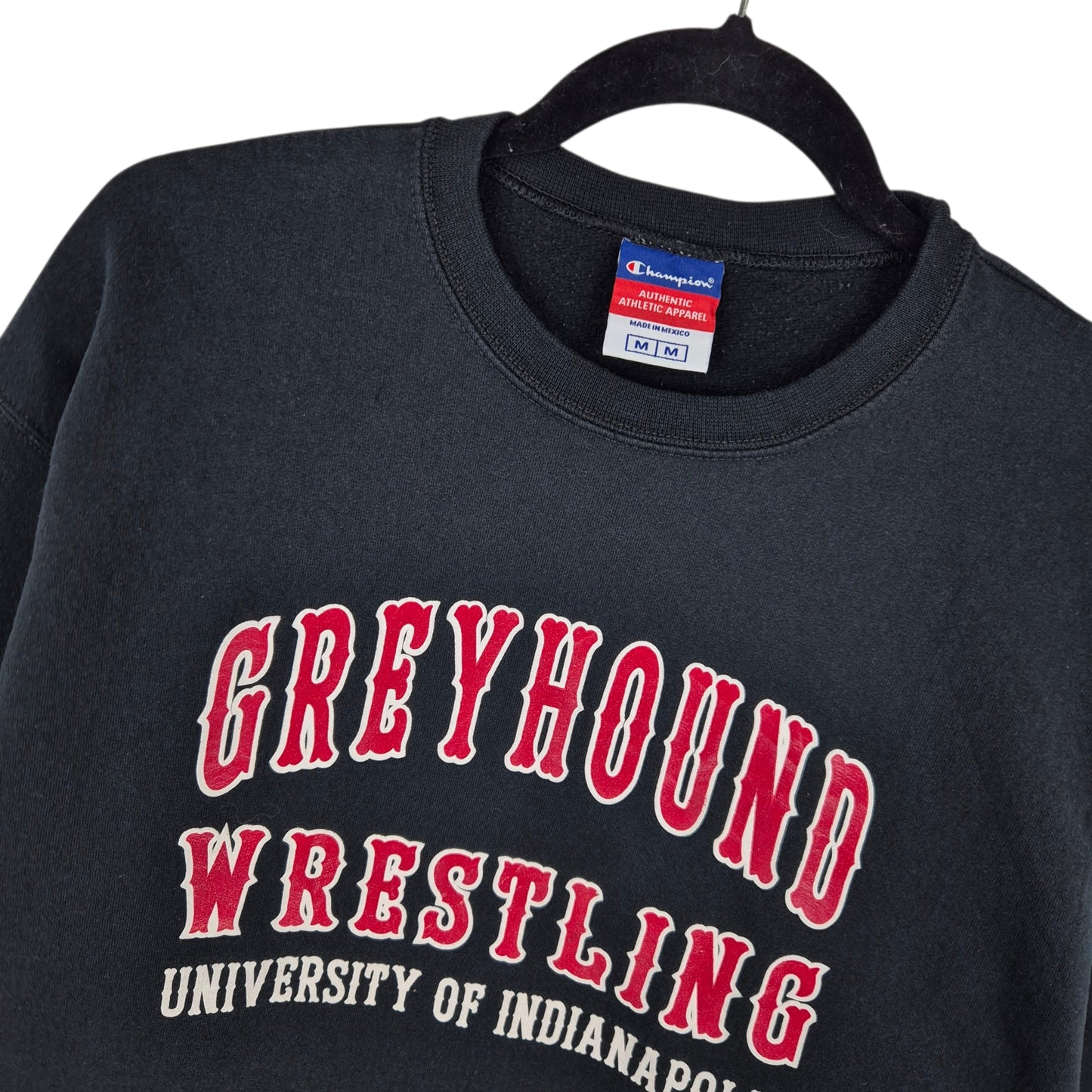 Champion Indianapolis Uni Greyhound Wrestling Black Crewneck Sweater Size M