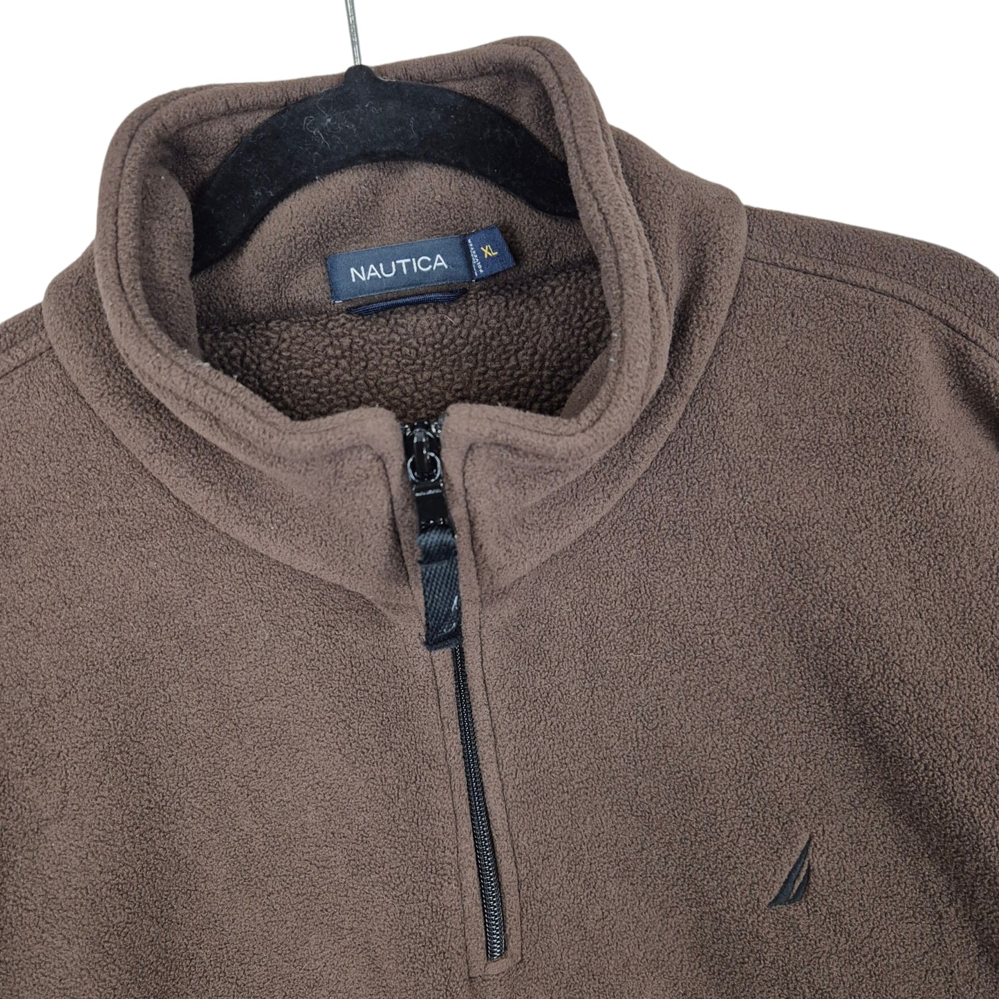 Nautica Brown Quarter Zip Fleece Jumper Size XL