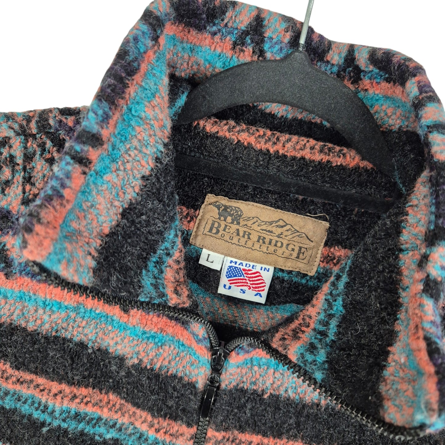 Vintage Bear Ridge 90's Striped USA Made Fleece Vest Size L