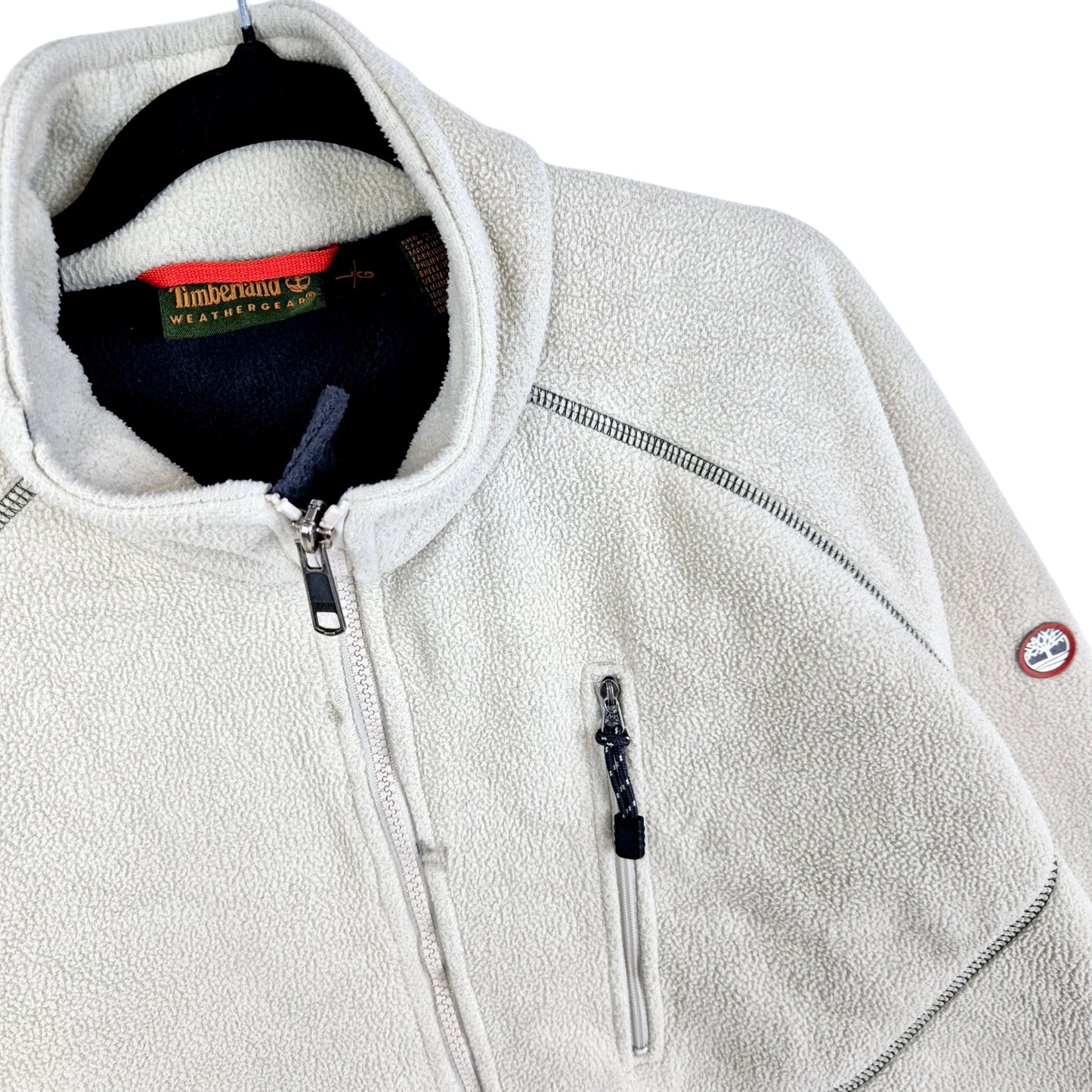 Vintage Timberland 90's Cream Brown Fleece Zip Jumper Size L