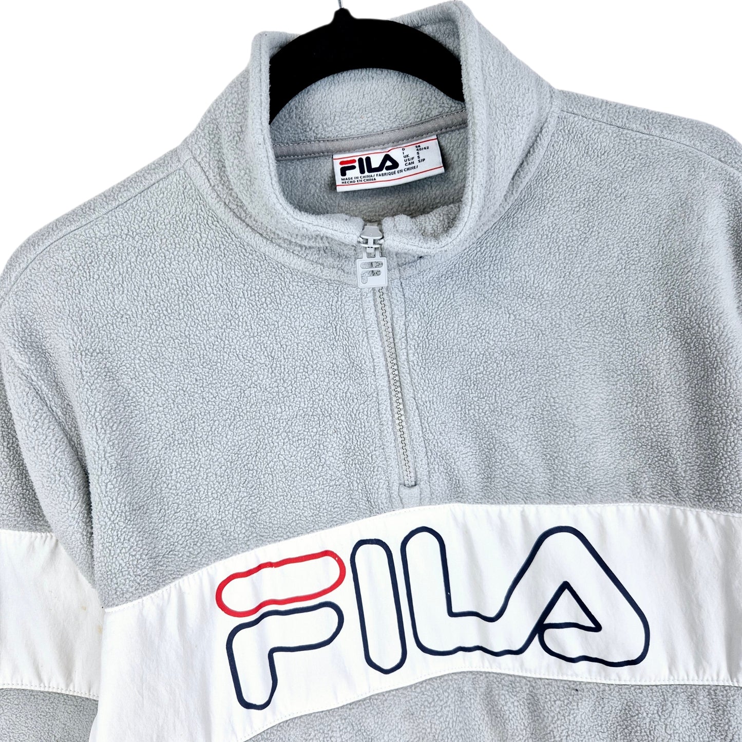 FILA Grey Quarter Zip Fleece Jumper Size S