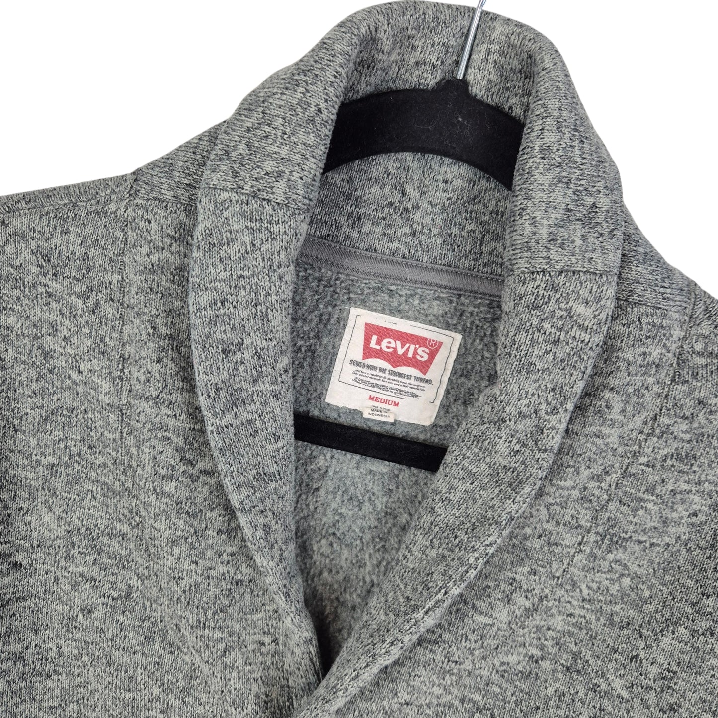 Levis Grey Fleece Button Jumper Size M
