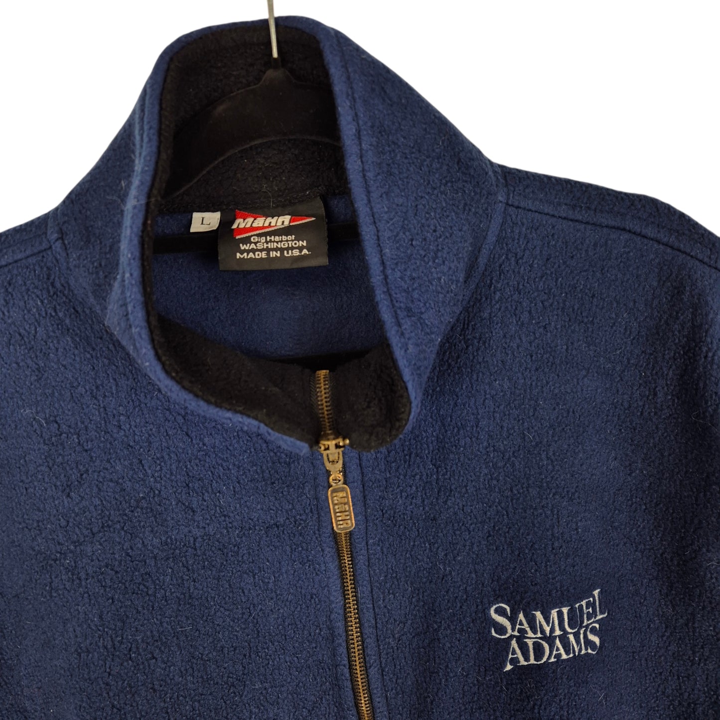 Vintage Samuel Adams Beer 80's Dark Blue Fleece Vest Size L