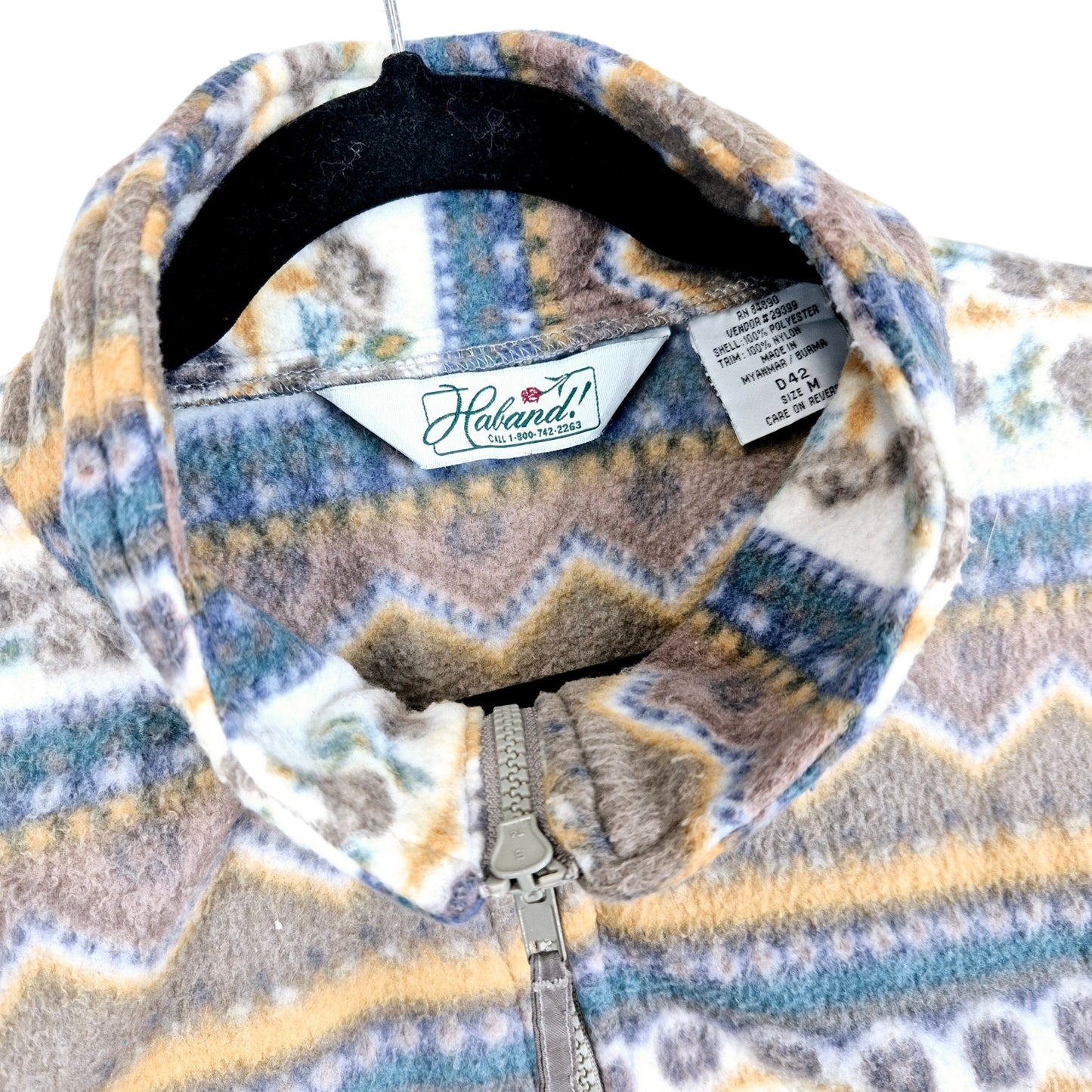Vintage Haband 90's Colourful Fleece Zip Jumper Size M