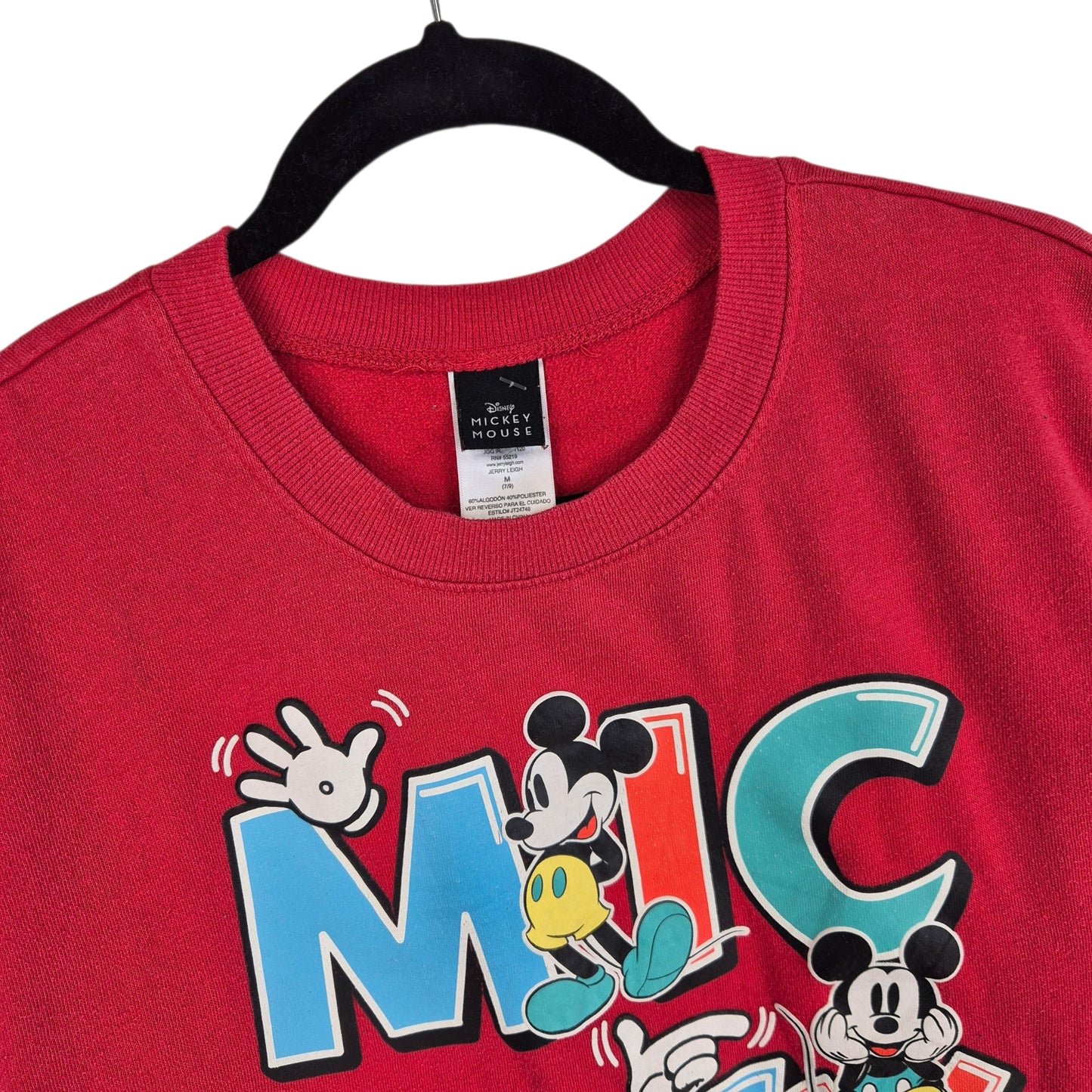 Disney Mickey Mouse Womens Red Crewneck Sweater Size M