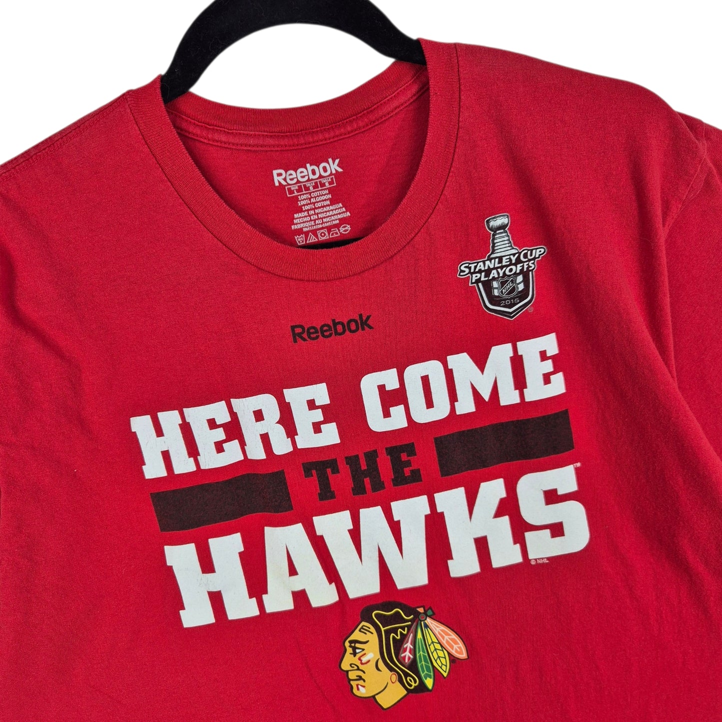 Reebok NHL Chicago Blackhawks 2015 Red Tee Shirt Size L