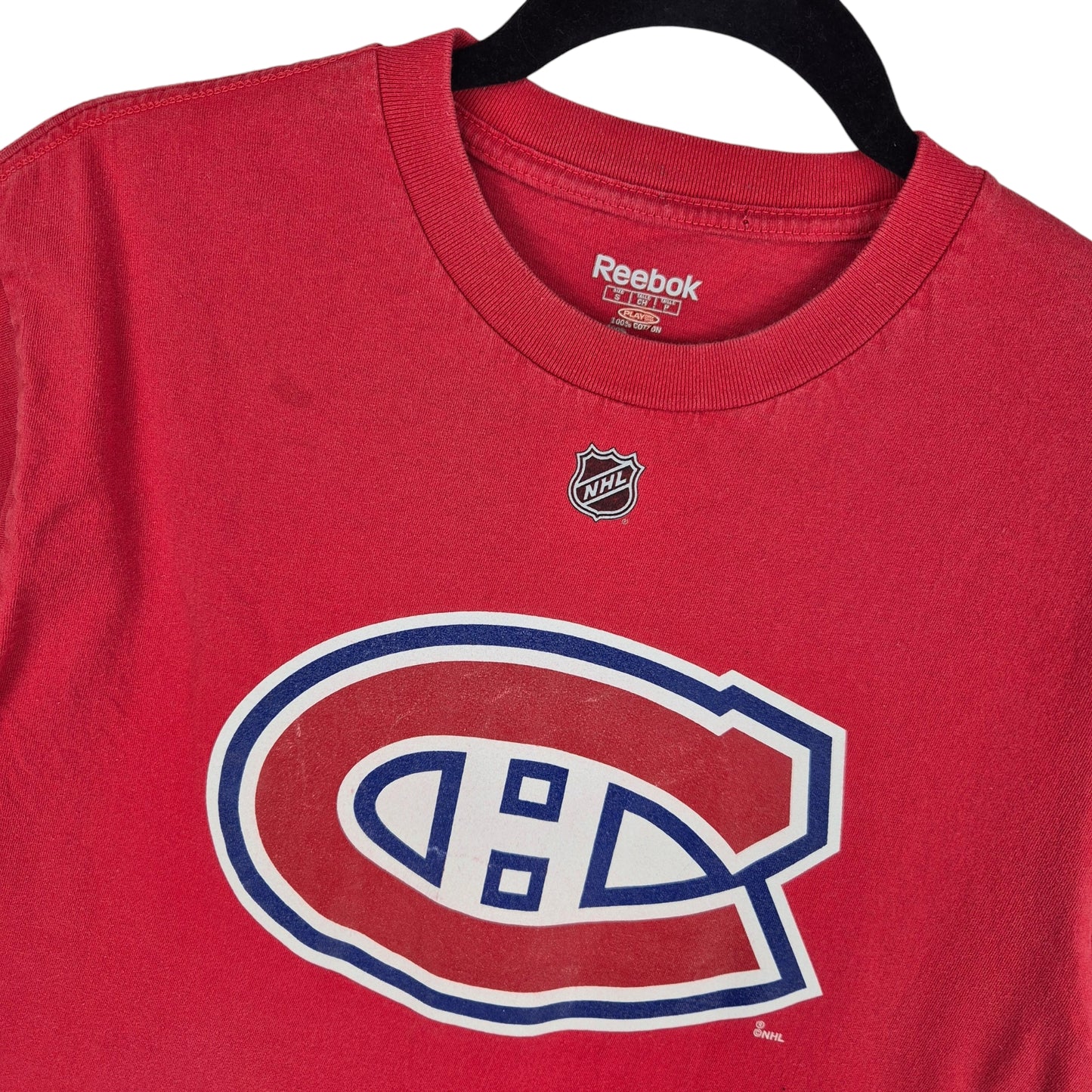 Vintage Reebok NHL Montreal CanadiensDesharnais 58 Red Tee Shirt Size S