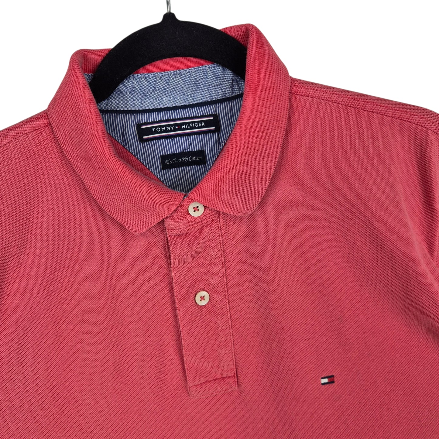 Tommy Hilfiger Coral Pink Cotton Polo Shirt Size L